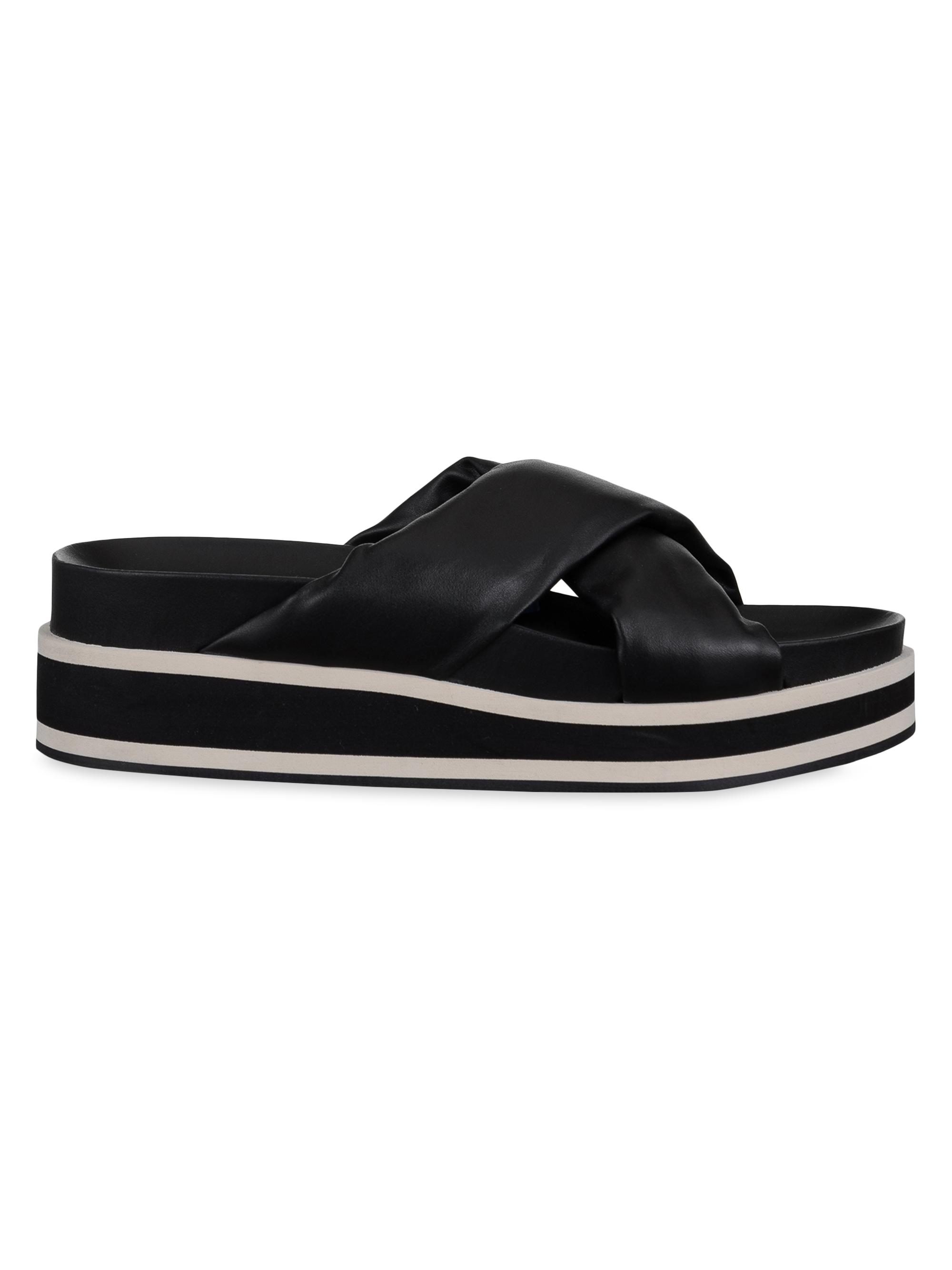Frame Women's Le Playa Leather Platform Slides - Noir Multi  Sandals