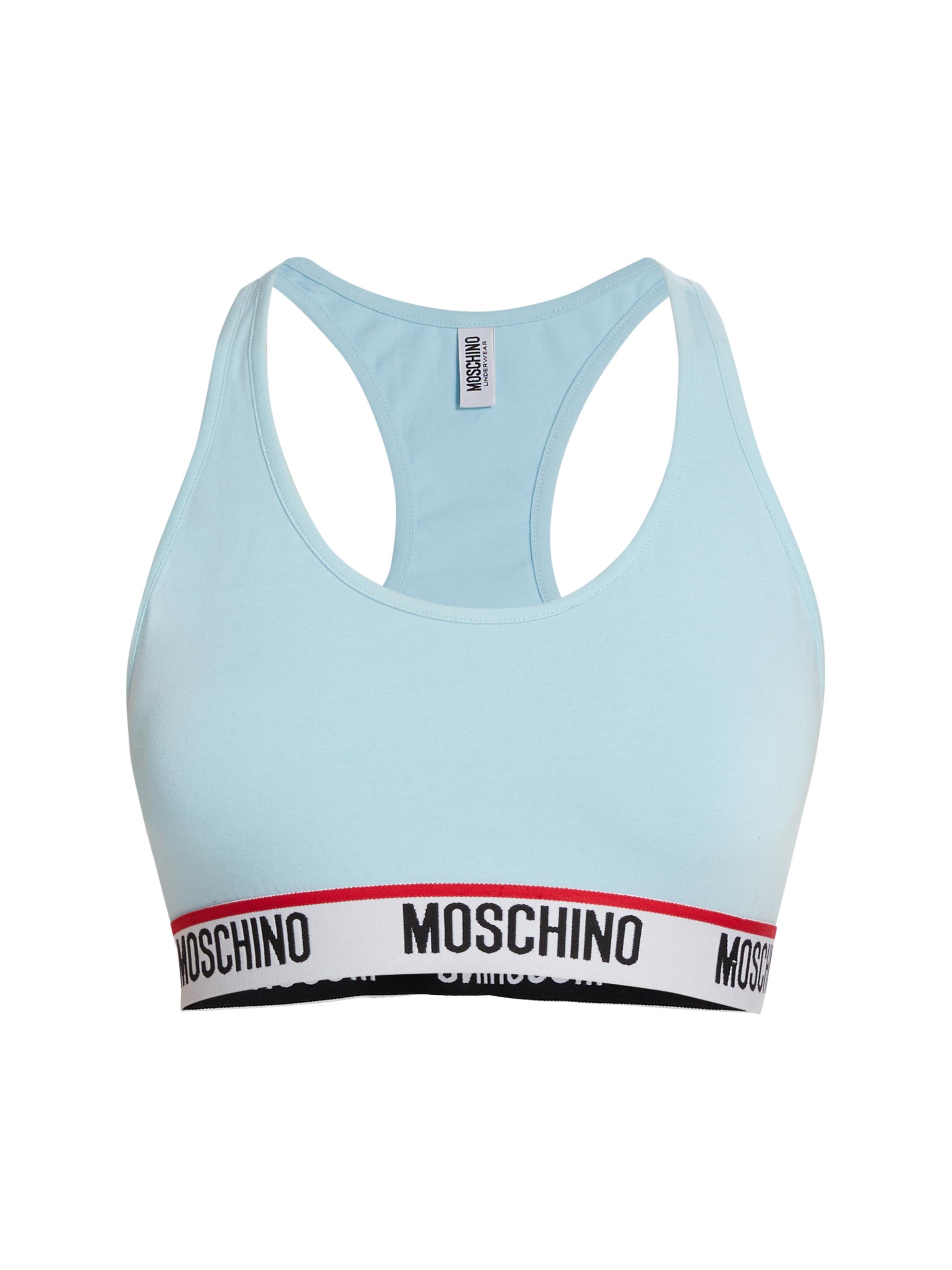 Moschino Women's Core Stretch Cotton Logo Sports Bra - Light Blue
