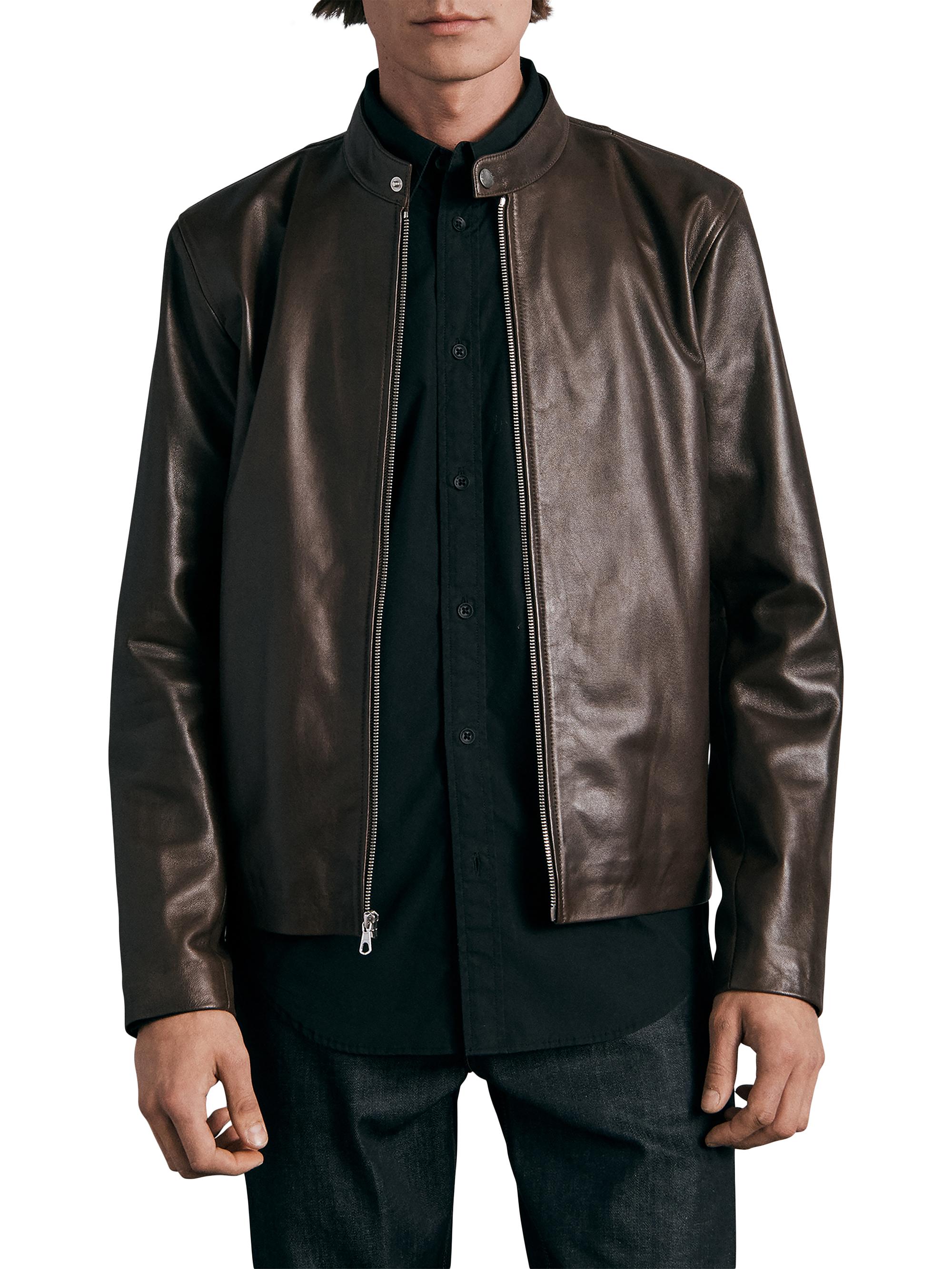 rag & bone Men's ICONS Archive Cafe Racer Leather Jacket - Black