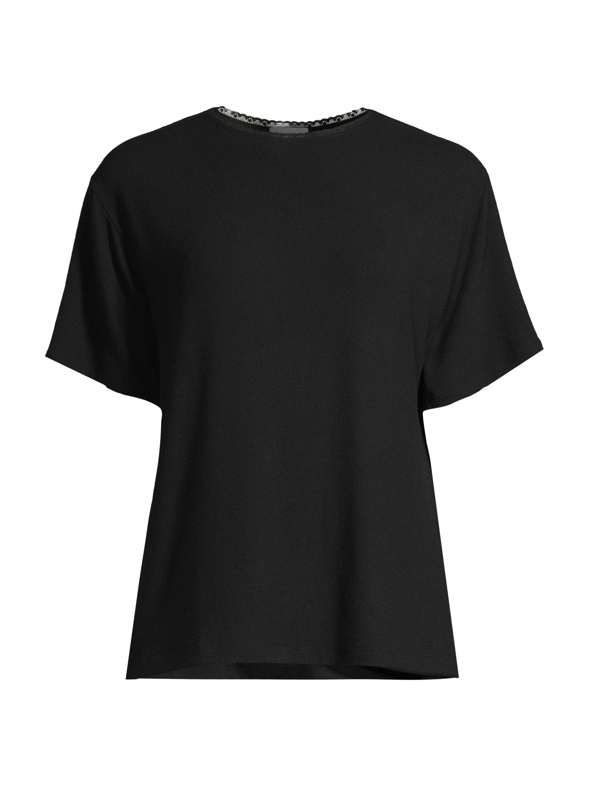 Andine Women's Esme Boxy Lace-Trim T-Shirt - Black