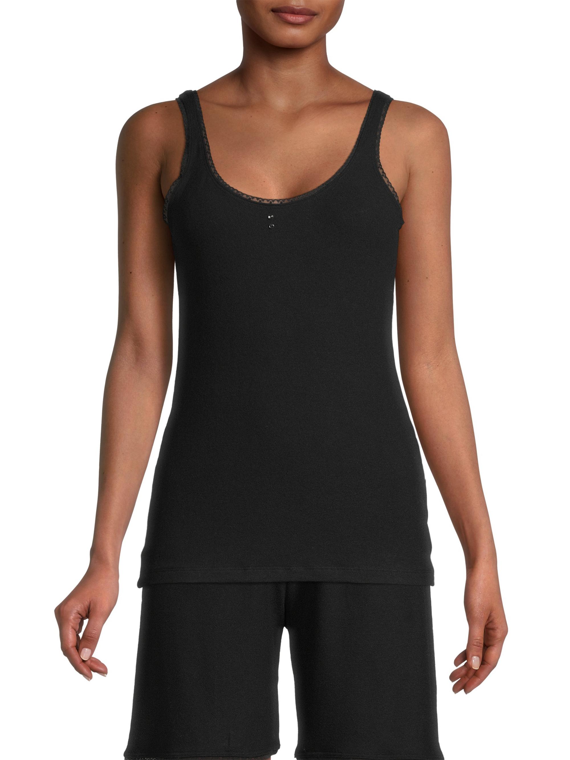 Andine Women's Amelie Scoop Neck Lace-Trim Tank - Black | Thumbnail 3