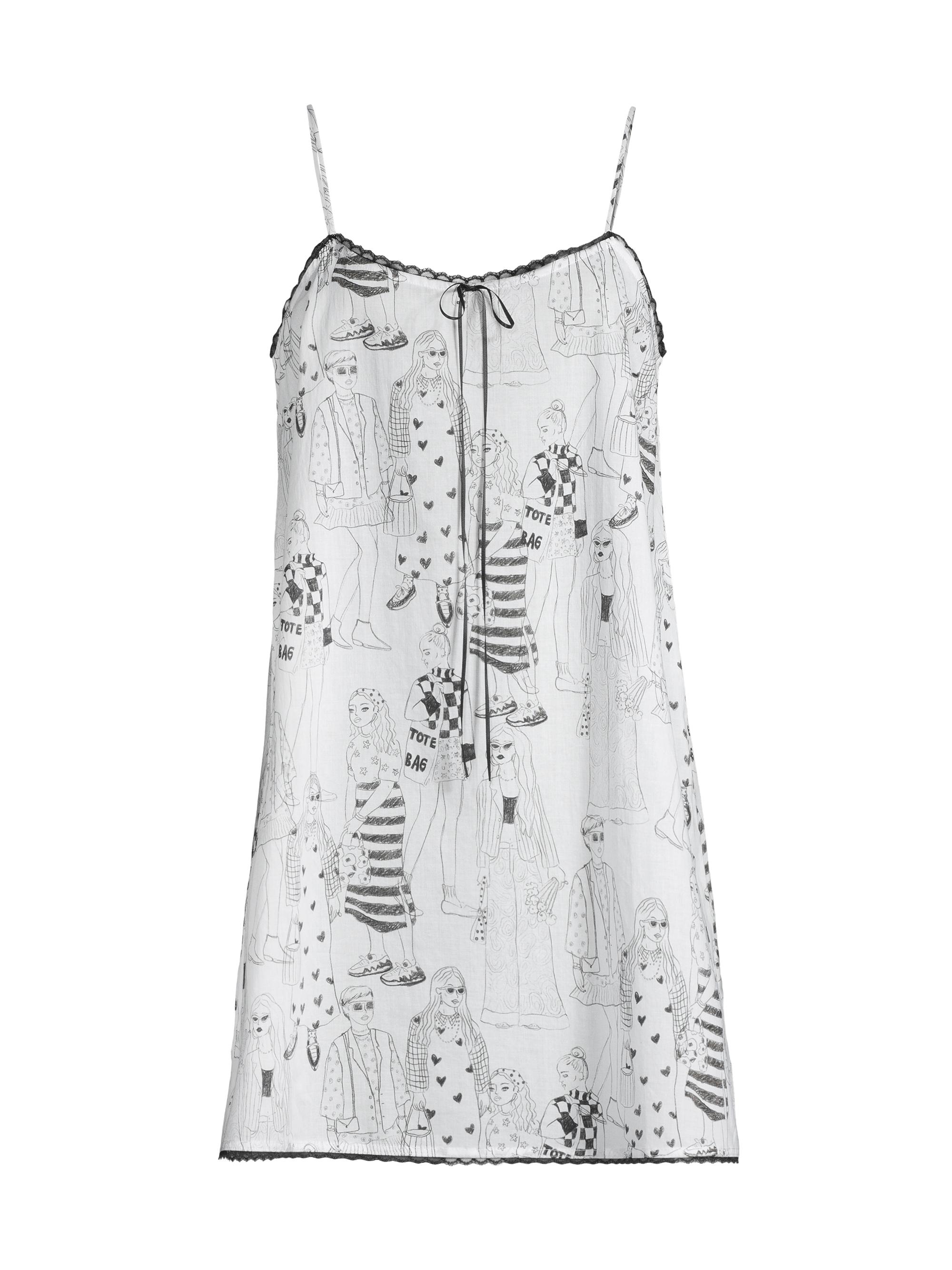 Andine Women's Icardi Cotton Lady Tote Bag Chemise - Black White Multi