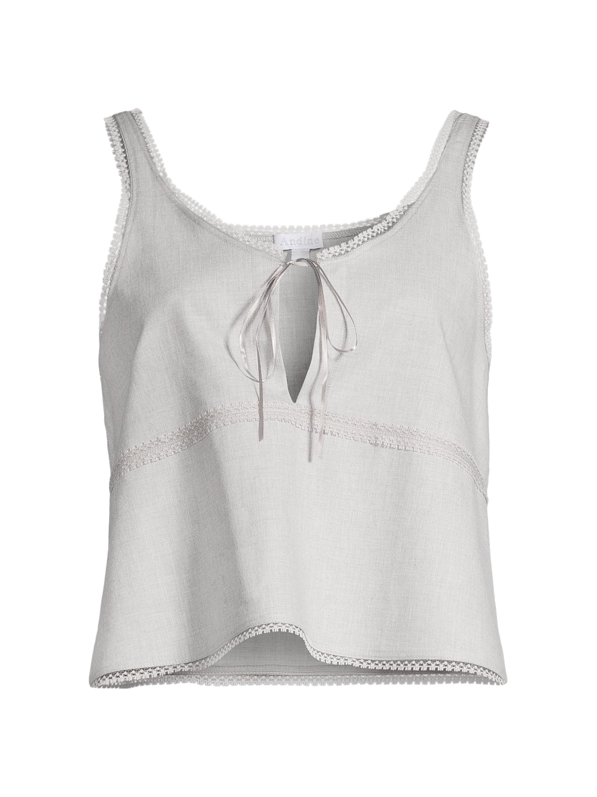 Andine Women's Lulu Cotton Tie-Front Tank - Grey