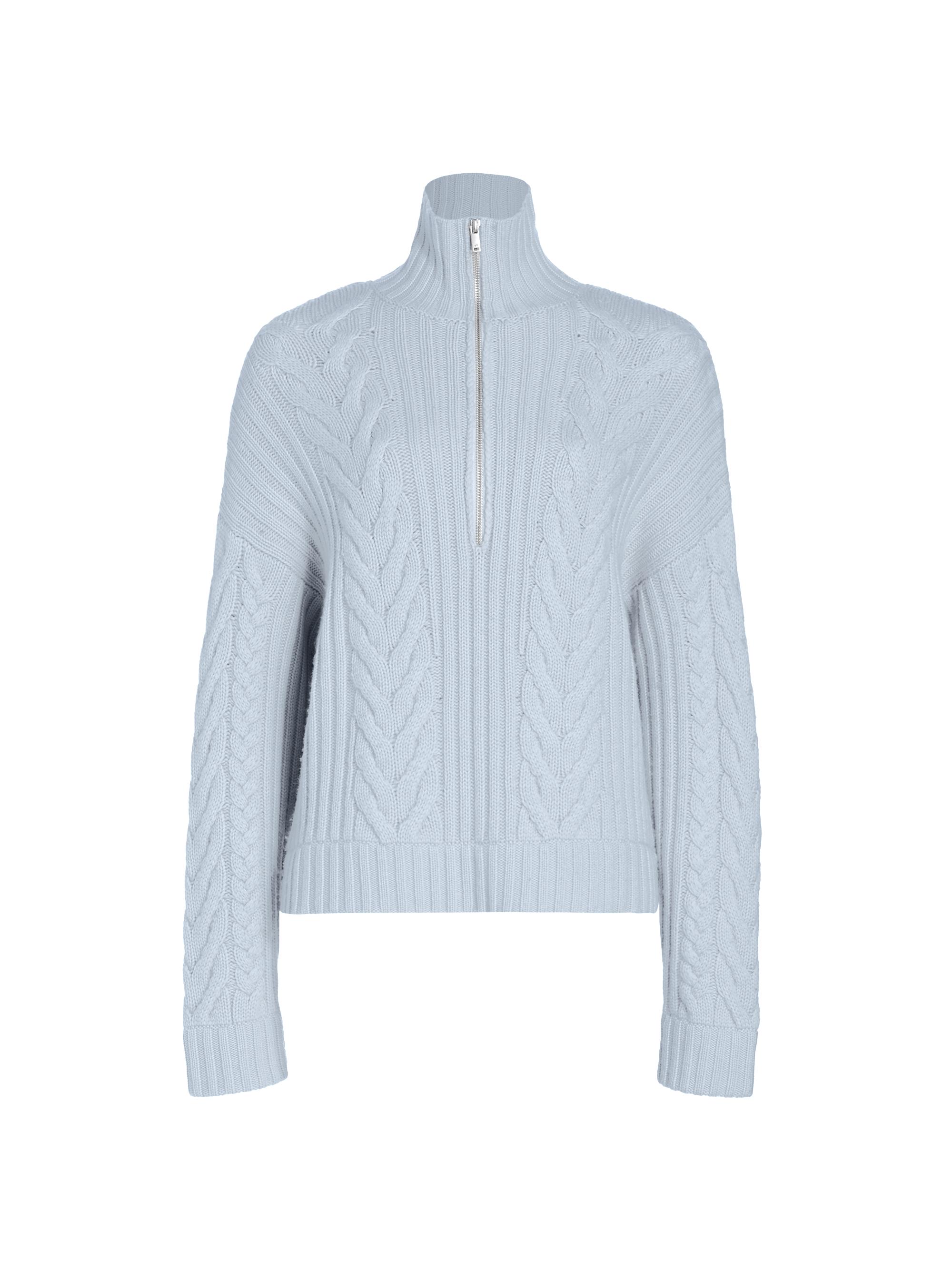 Naadam Wool-Cashmere Open-Back Cable Quarter-Zip Sweater | Saks