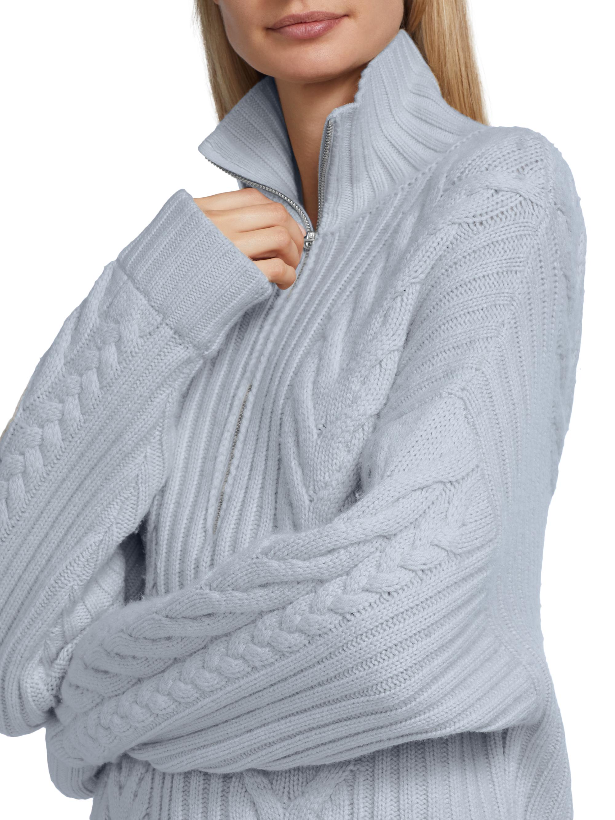 Naadam Wool-Cashmere Open-Back Cable Quarter-Zip Sweater | Saks