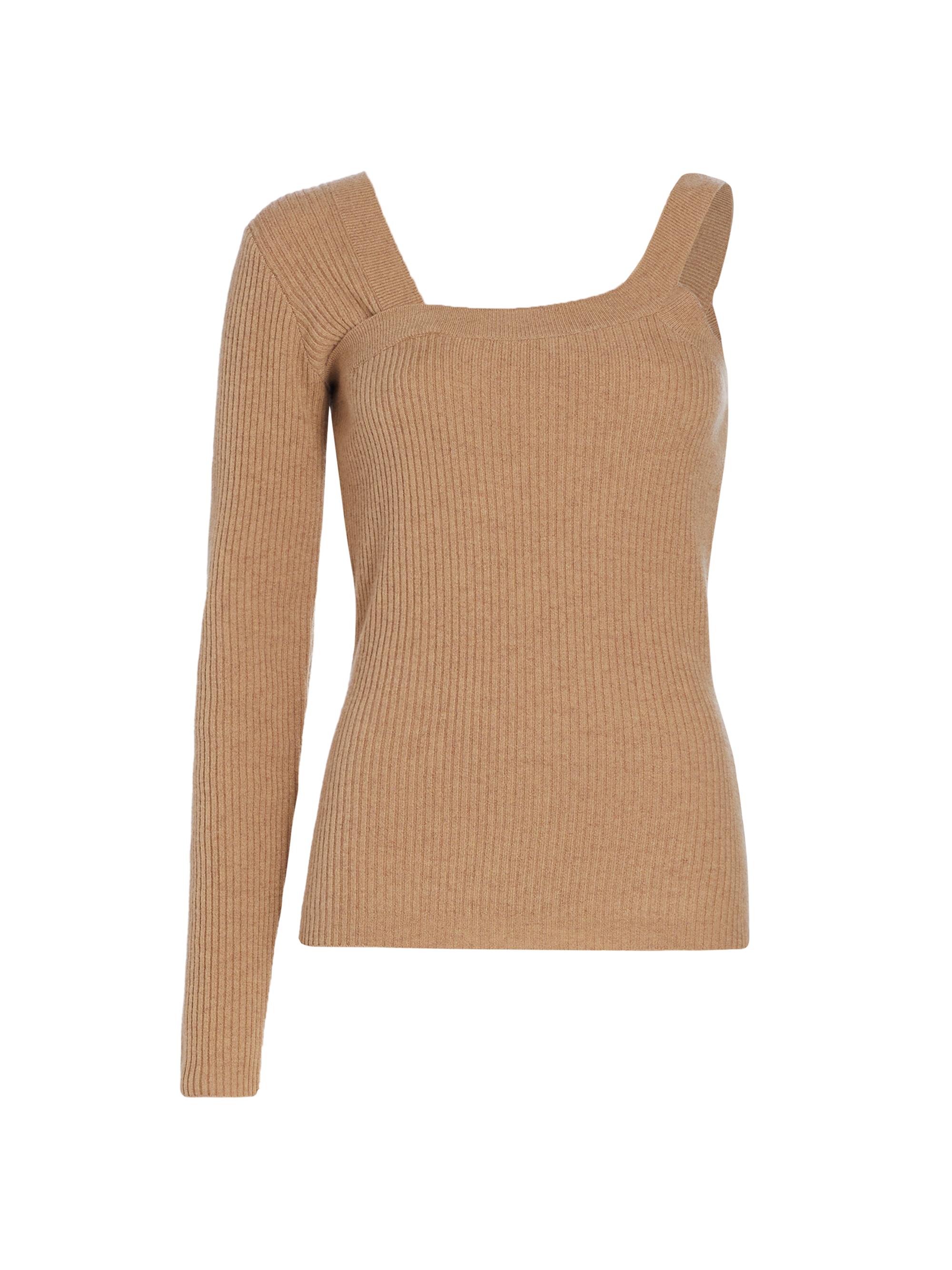 Naadam Women's Wool-Cashmere Ribbed Asymmetrical Sweater - Hazelnut