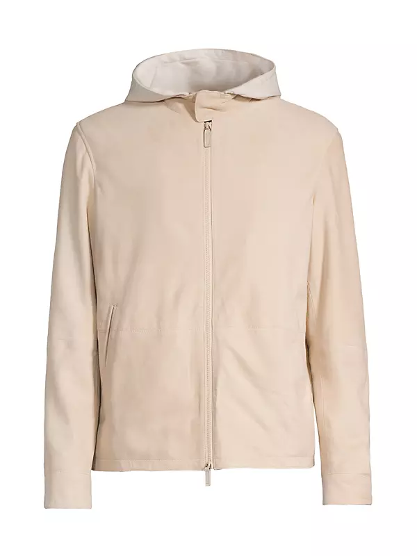 Shop Saks Fifth Avenue COLLECTION Hooded Suede Jacket | Saks Fifth
