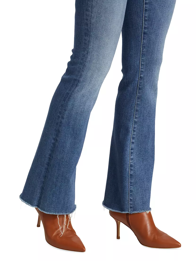 Shop Mother The Weekender Mid-Rise Stretch Flare Fray Jeans | Saks