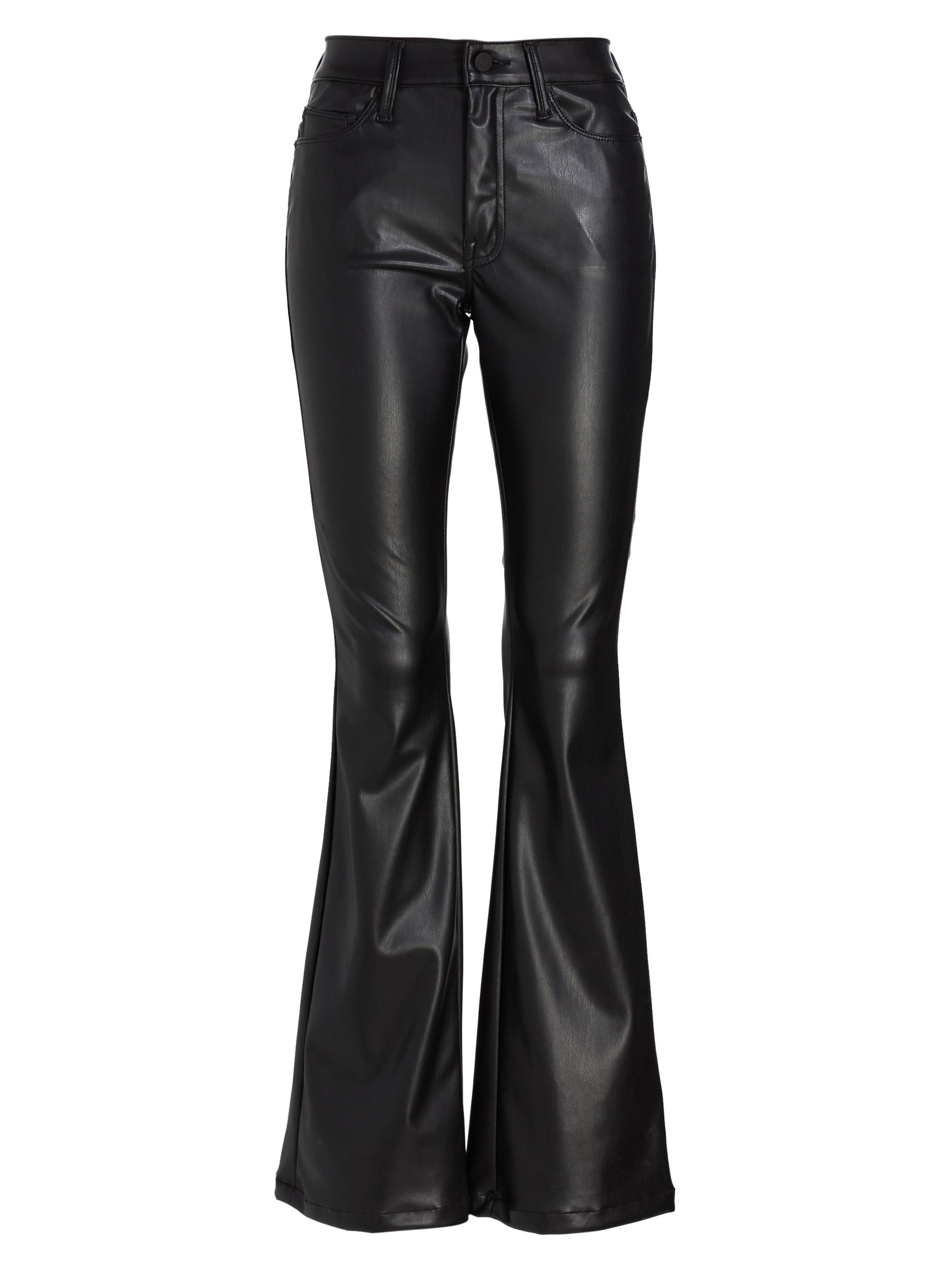 Mother Women's The Weekender Mid-Rise Faux-Leather Flare Jeans - Black