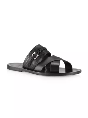 Ferragamo crossover-strap leather sandals - Black