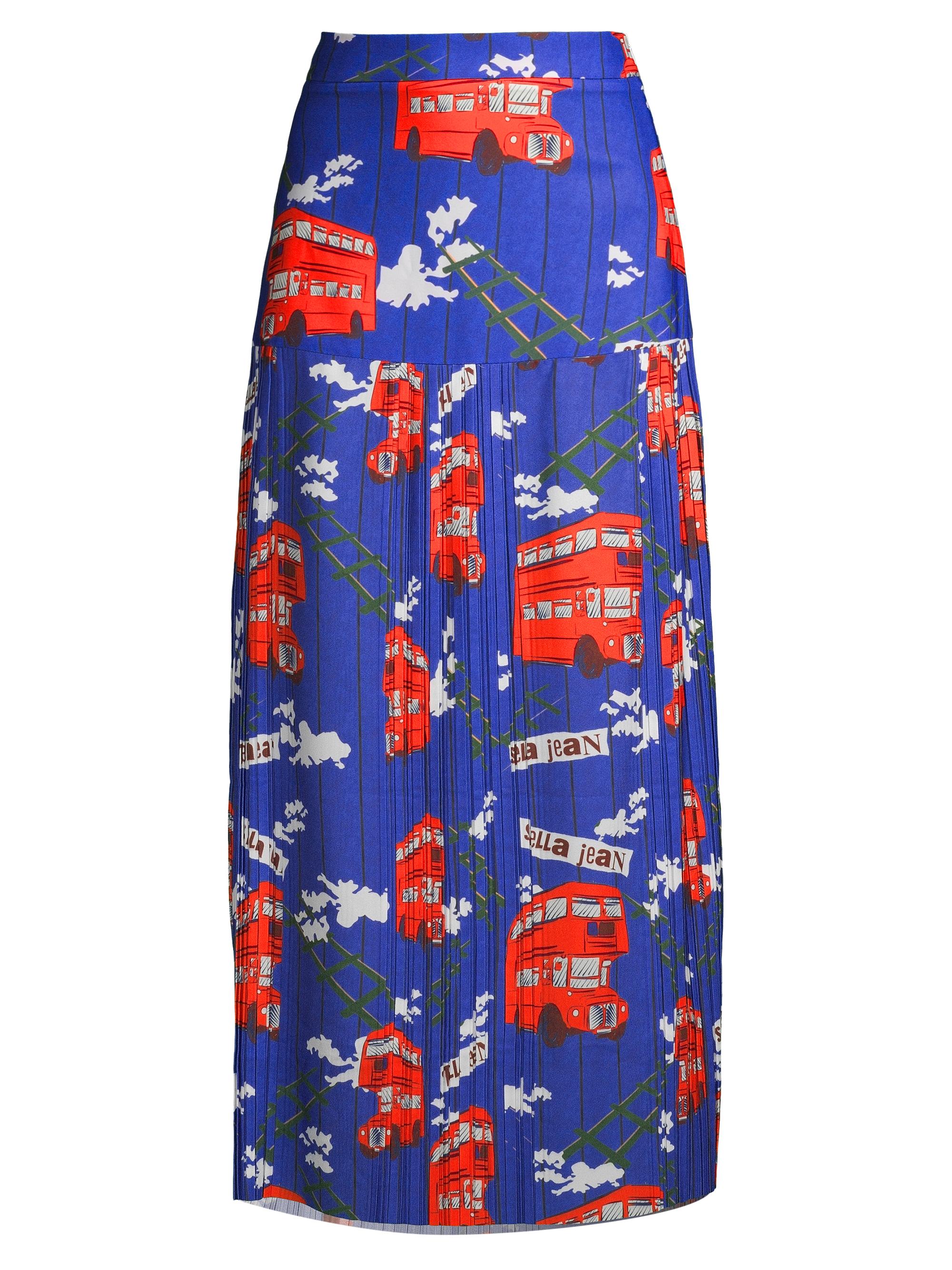 Stella Jean Women's Bus-Print Skirt - Blue