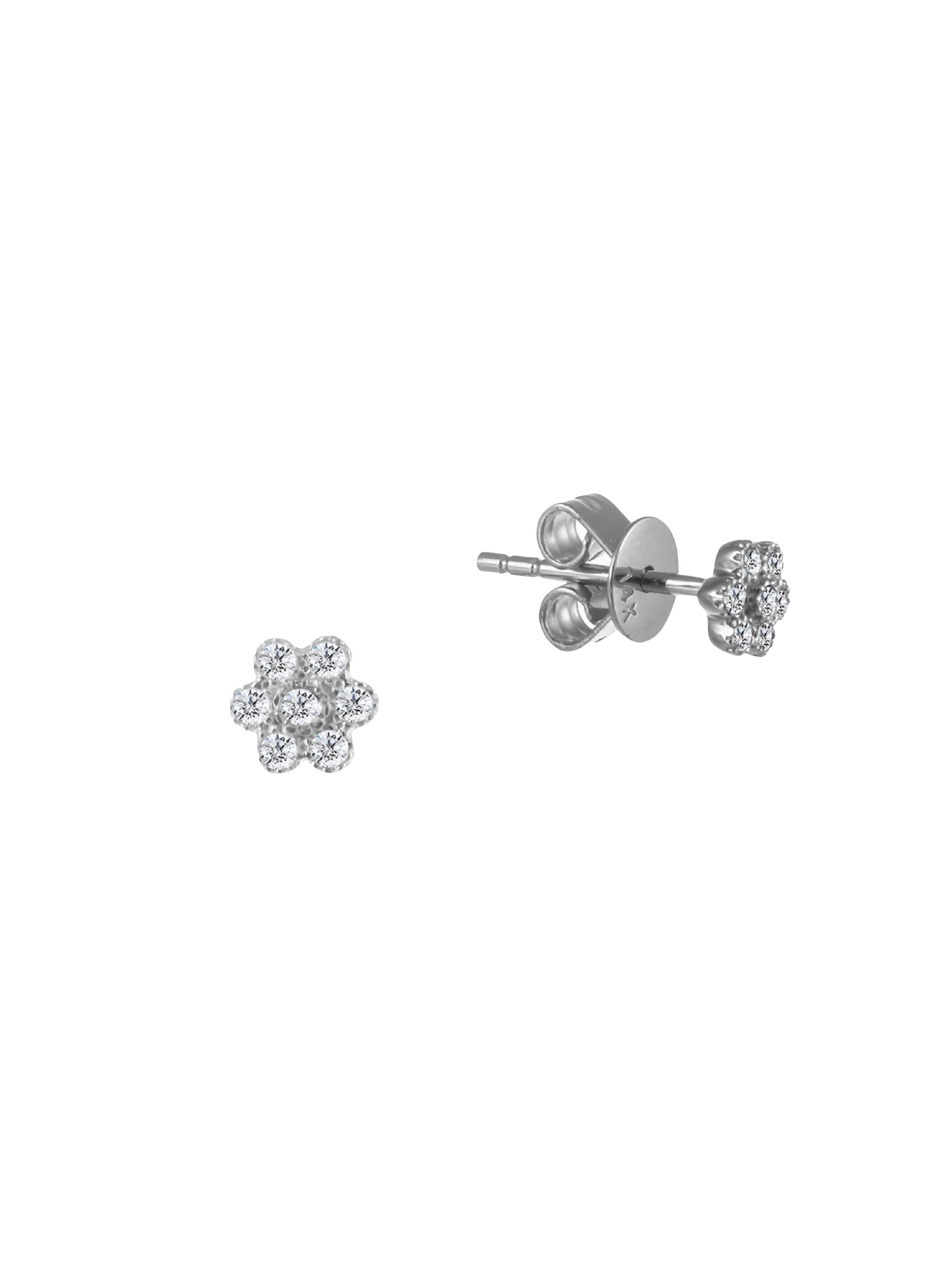 Meira T Women's 14K White Gold & Diamond Flower Stud Earrings - White Gold