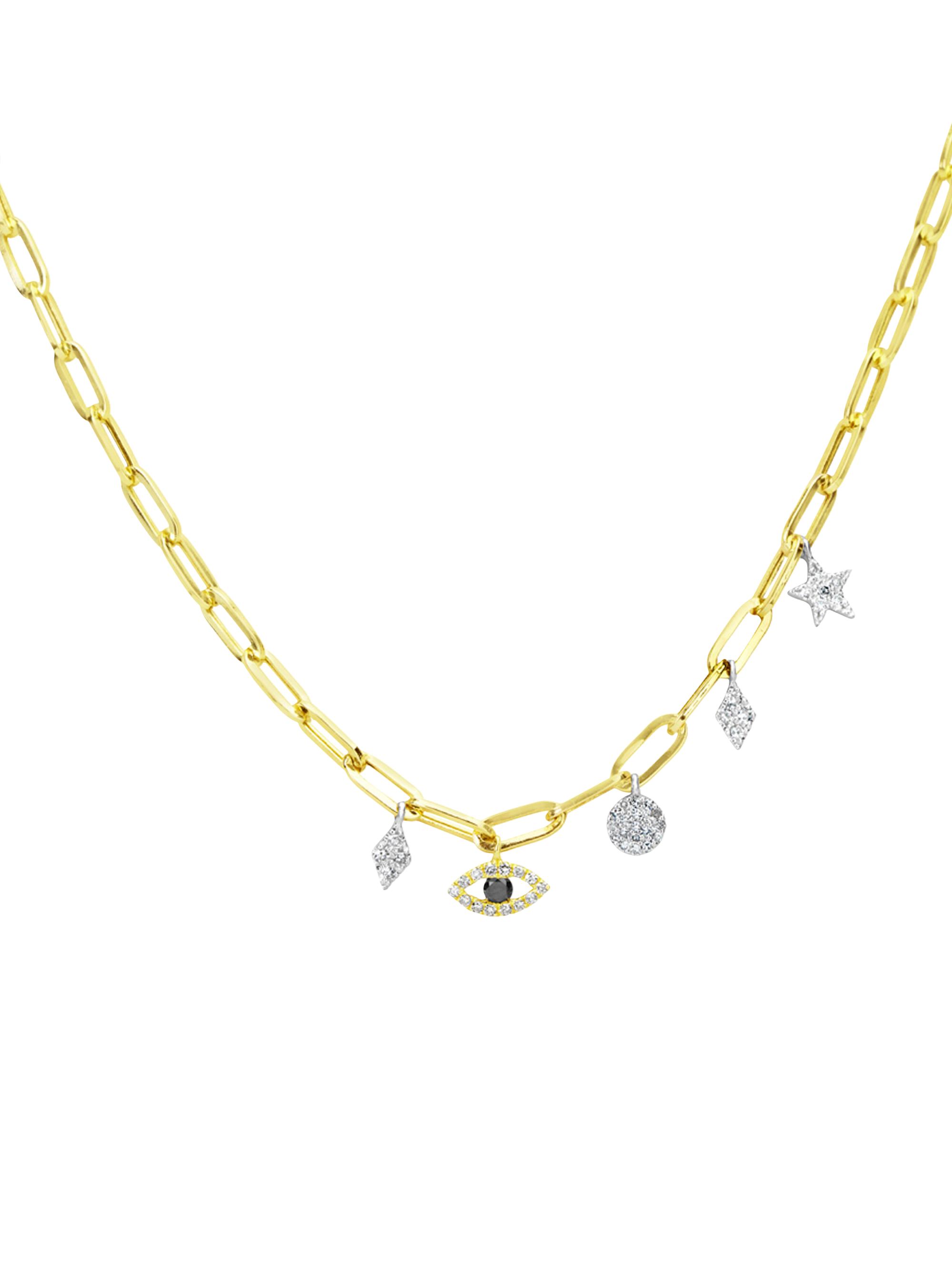 Meira T Women's 14K Yellow Gold, Blue Sapphire, & Diamond Evil-Eye Charm Necklace - Yellow Gold