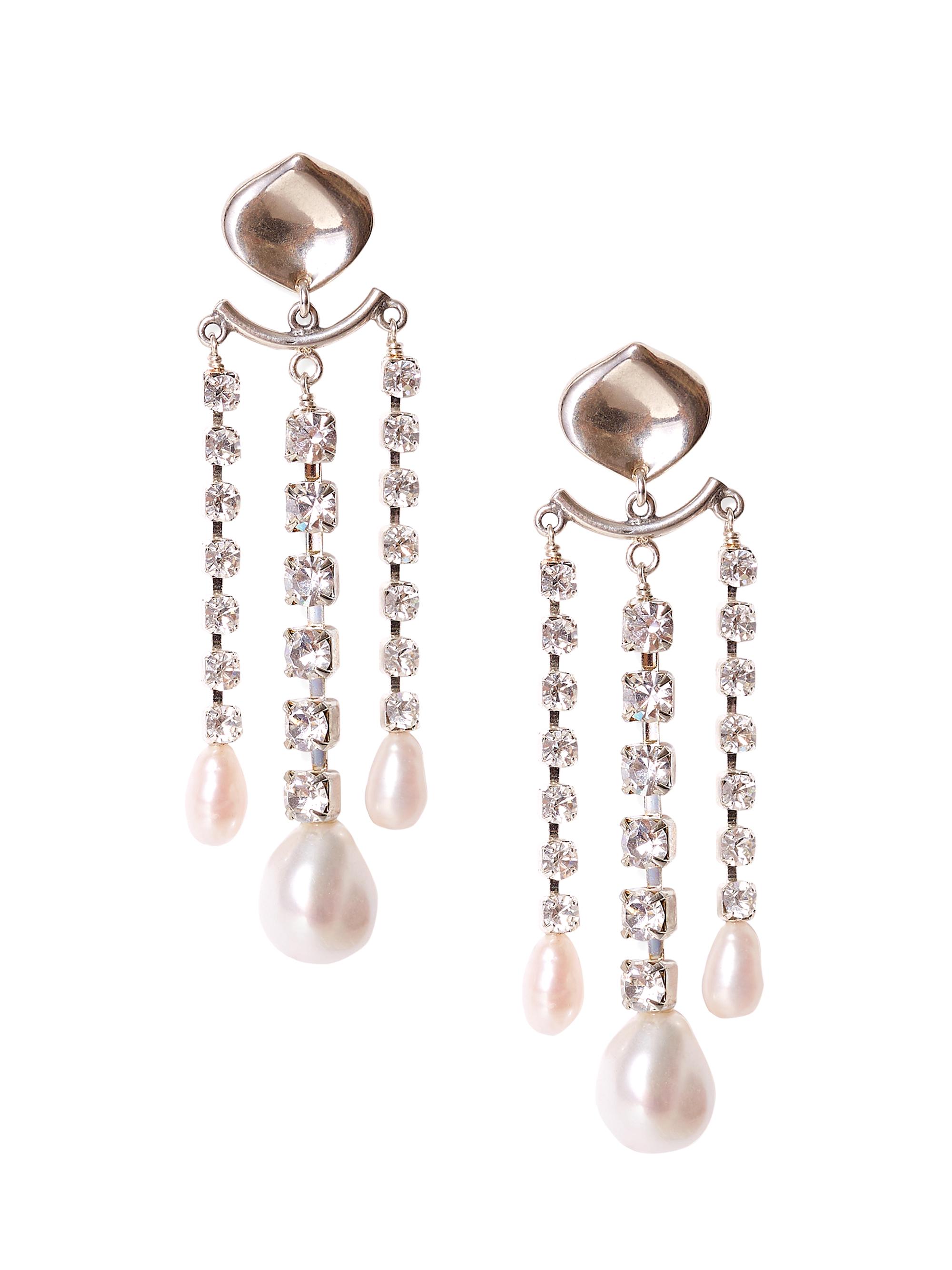 Chan Luu Women's Sterling Silver, Freshwater Pearl, & Rhinestone Chandelier Earrings - Pearl