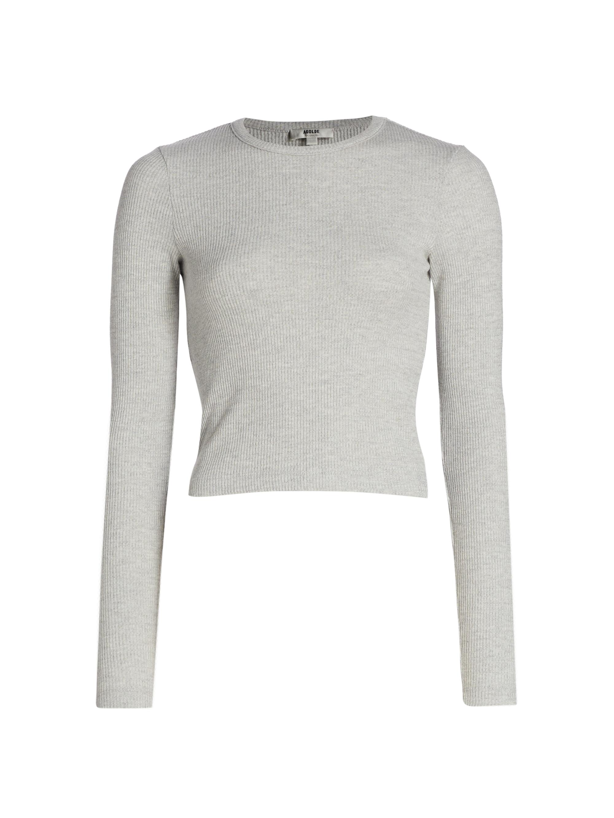 Agolde Women's Alma Shrunken Crewneck Sweater - Brushed Grey Heather