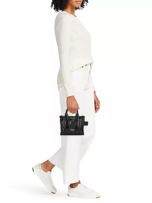 Marc Jacobs The Monogram Leather Micro Tote Bag Black/White