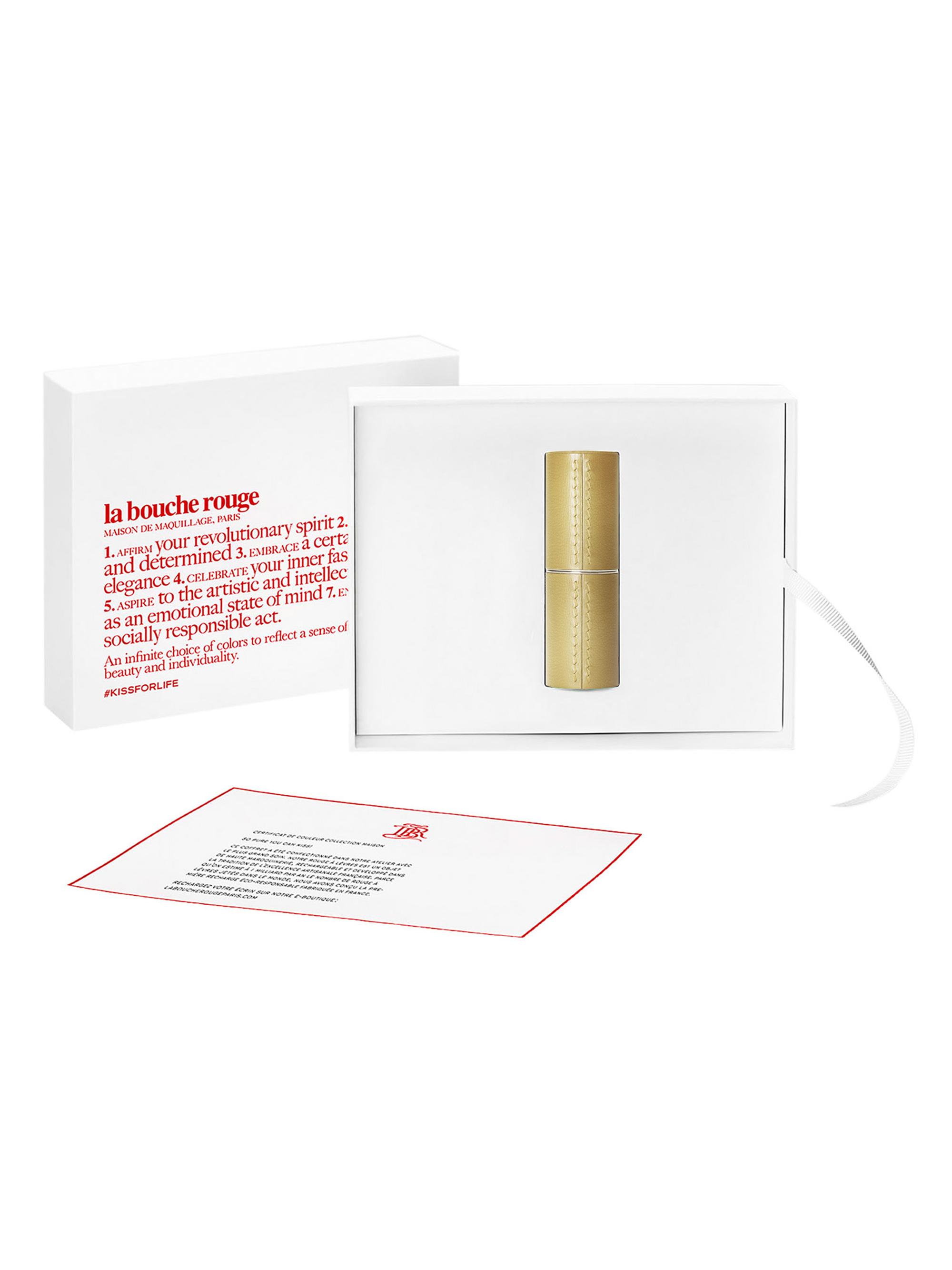 La Bouche Rouge Women's The Gold Fine Leather Lipstick Case