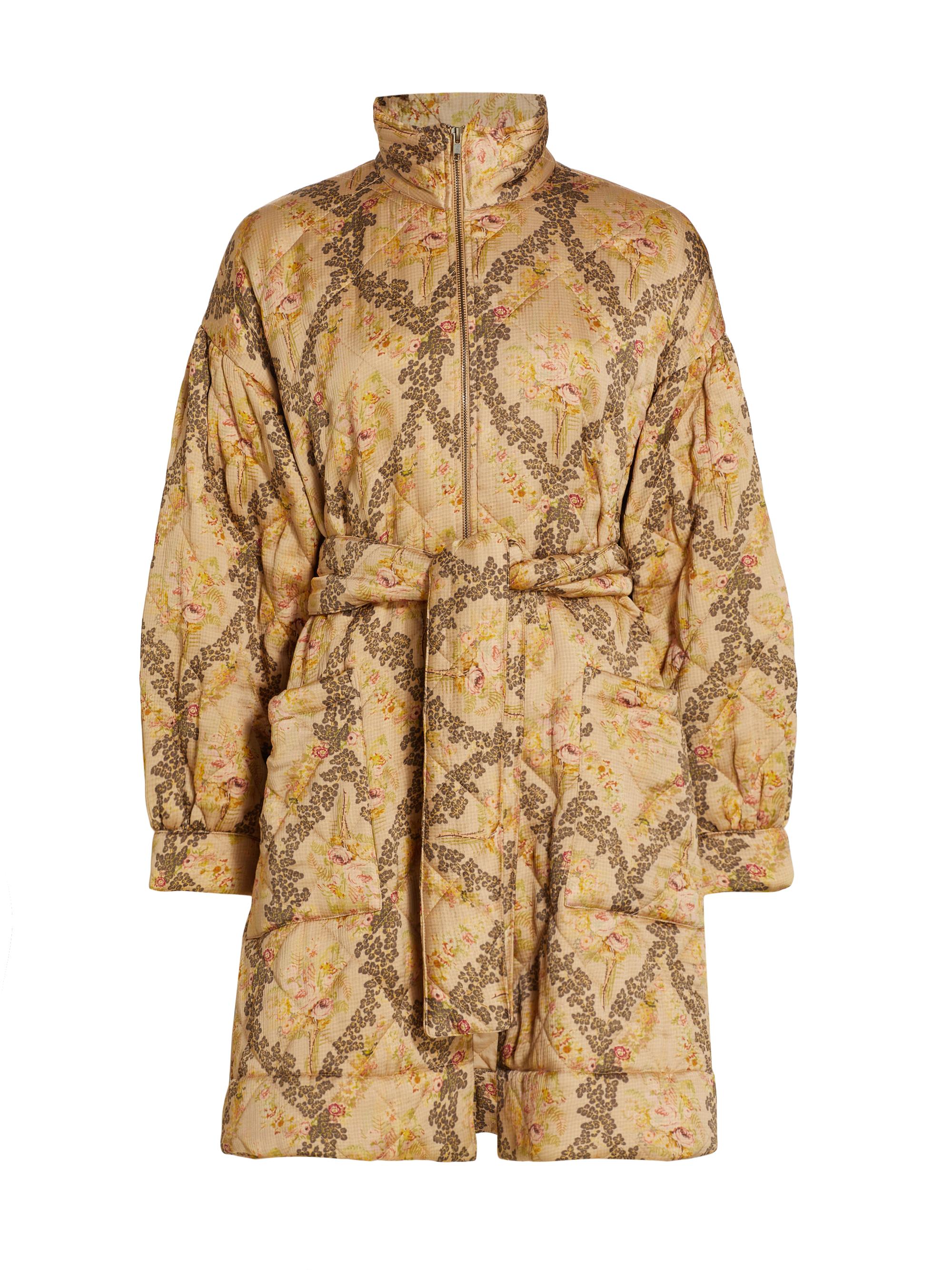 byTiMo Women's Quilted Satin Belted Coat - Antique