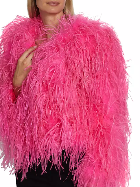 Kidman Feather Jacket In Wild Pink