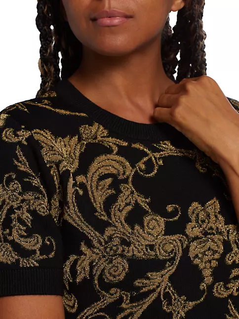Women Cropped Monogram jacquard sweater Gold/Black