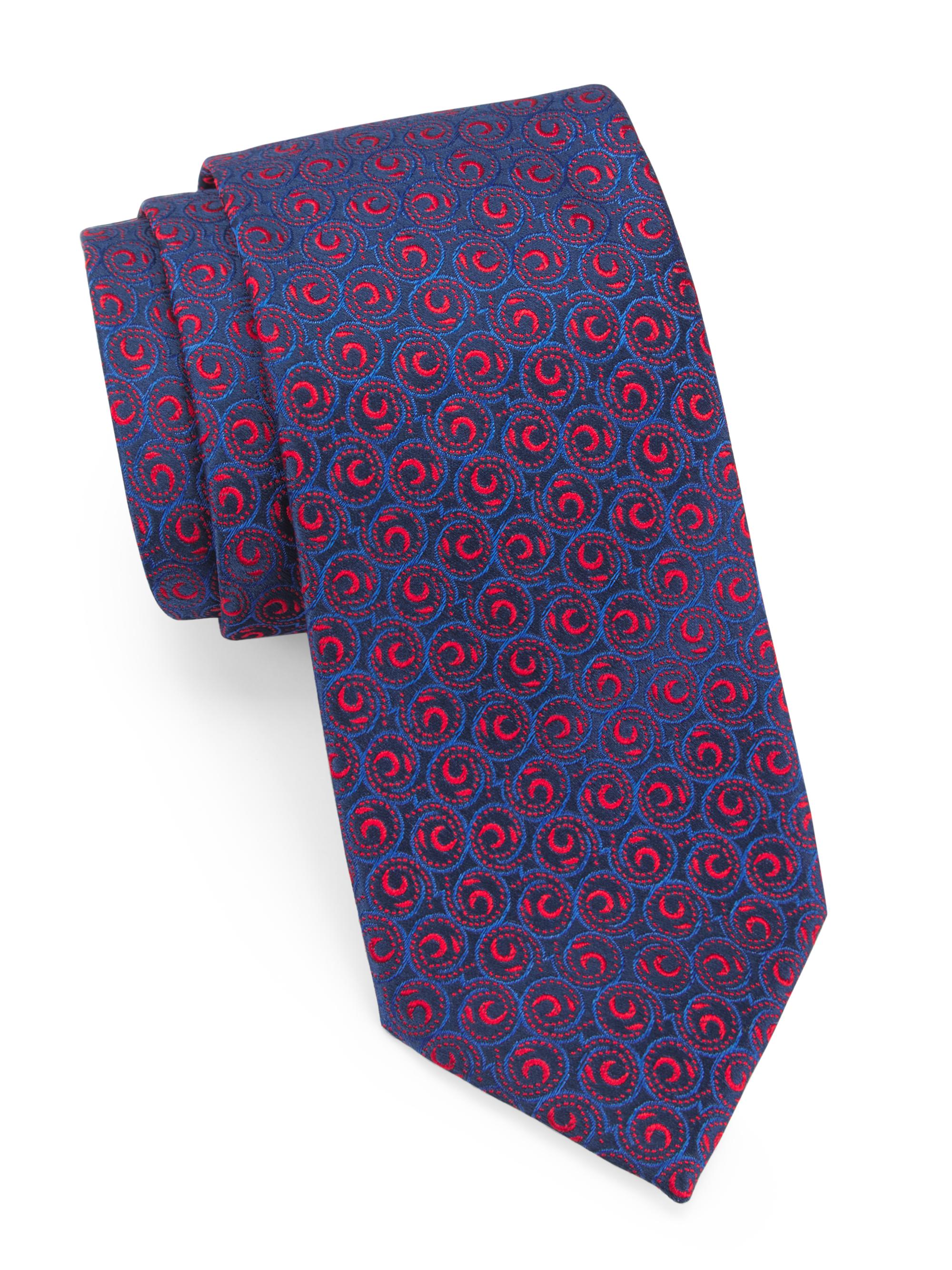 Charvet Men's Neat Swirl Bean Silk Tie - Blue Red