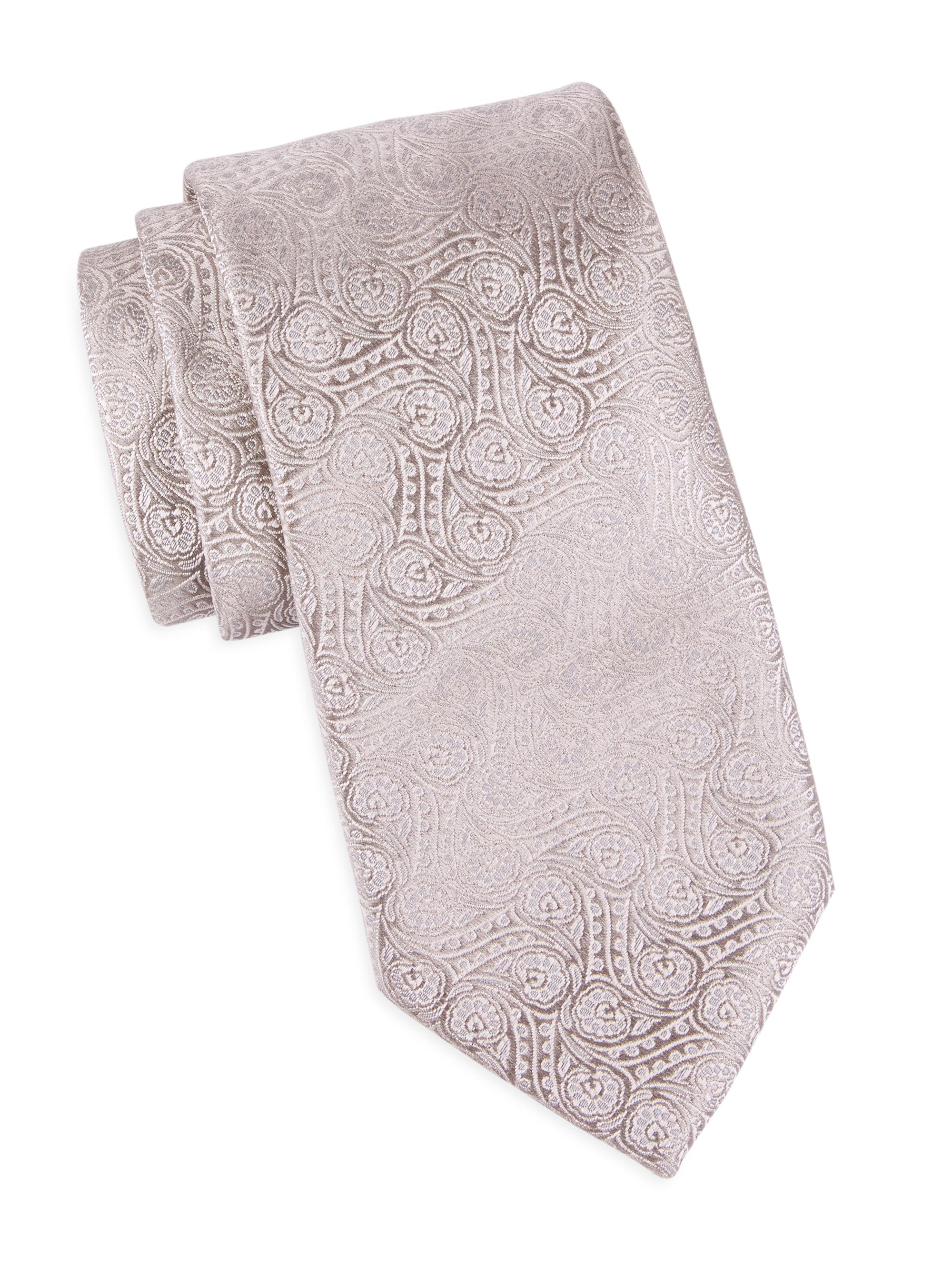 Charvet Men's Swirl Paisley Silk Tie - Silver