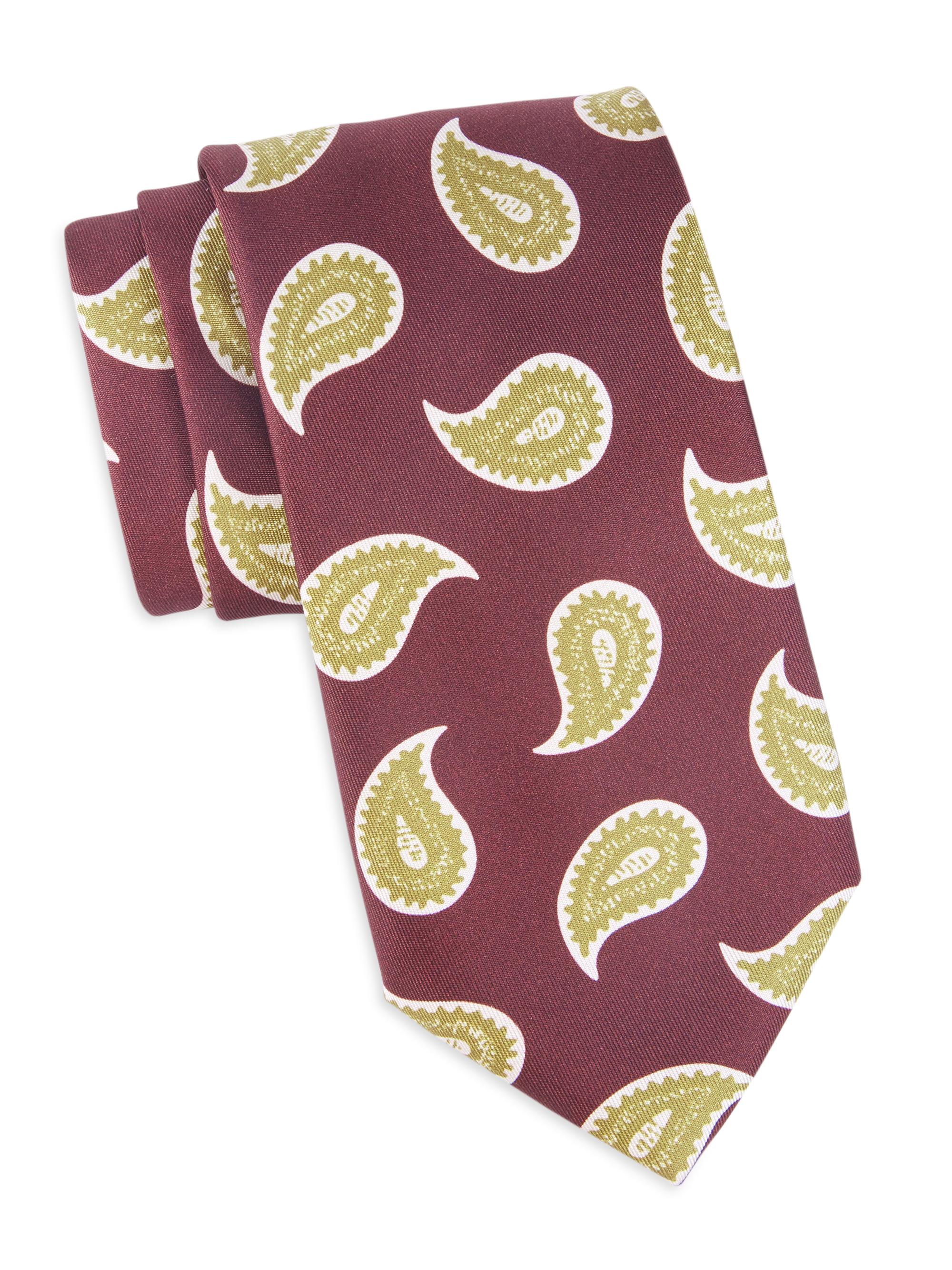 Charvet Men's Paisley Woven Silk Tie - Burgundy Gold