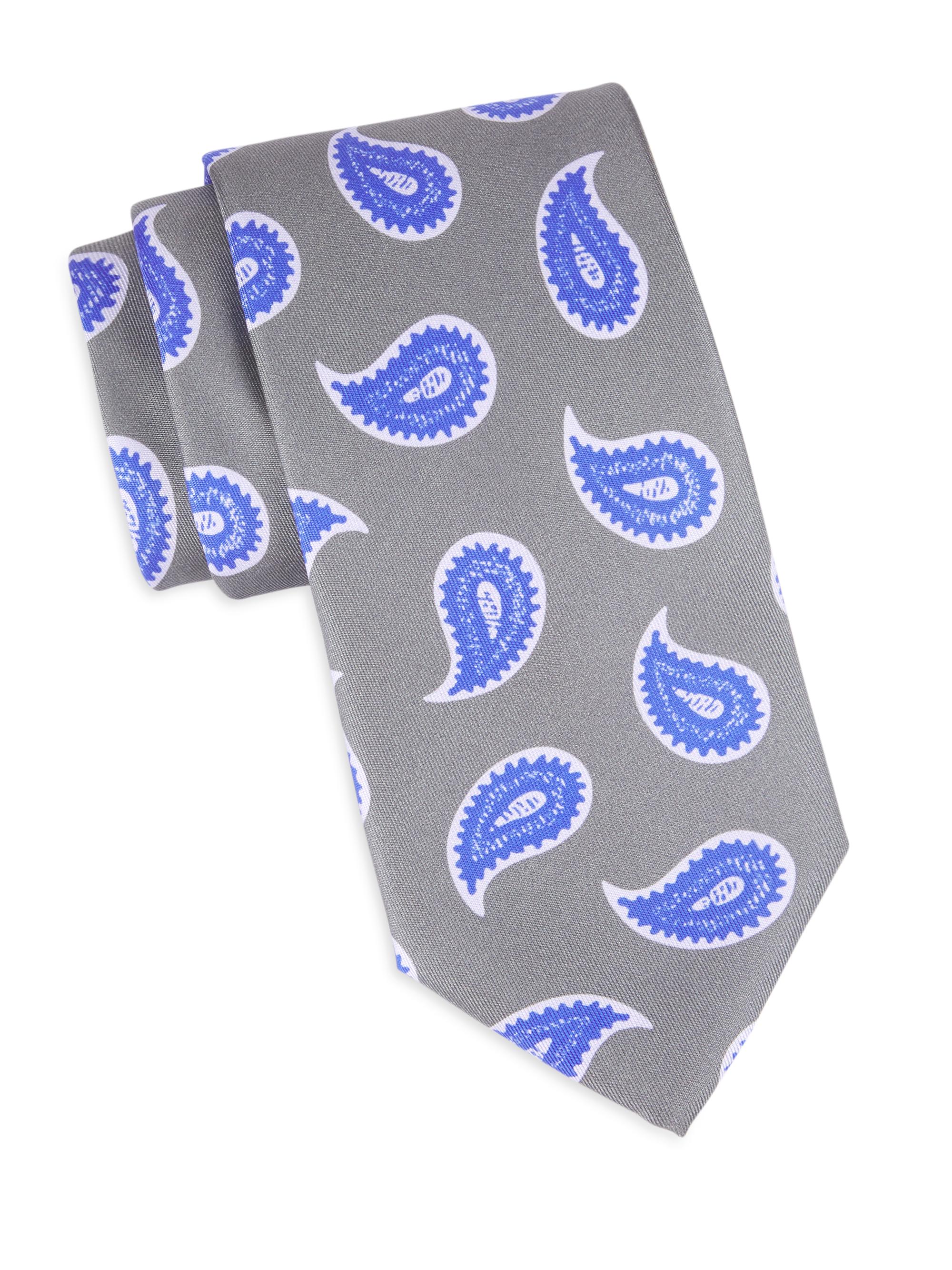 Charvet Men's Paisley Woven Silk Tie - Silver Blue