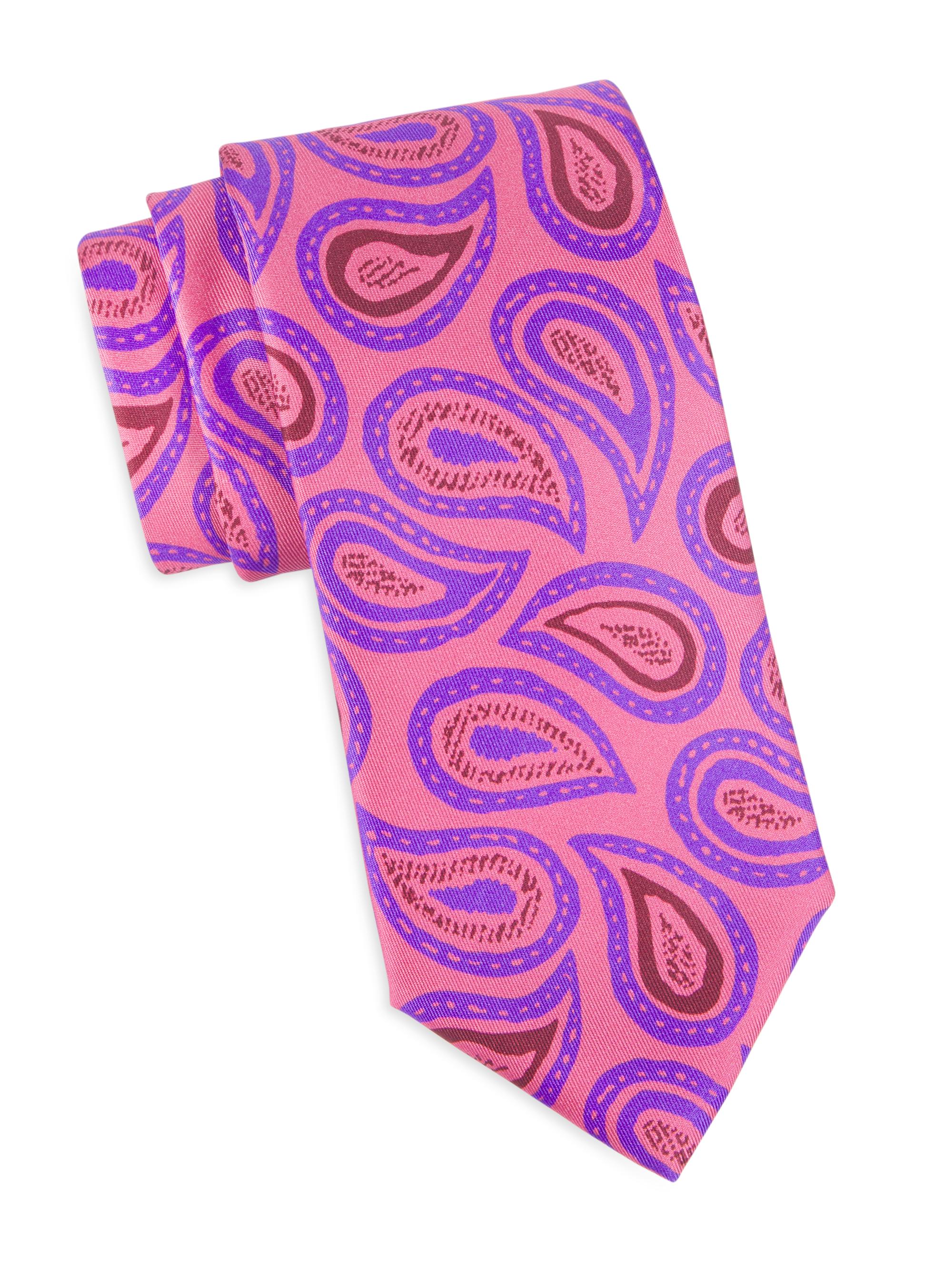 Charvet Men's Novel Paisley Silk Tie - Pink Purple