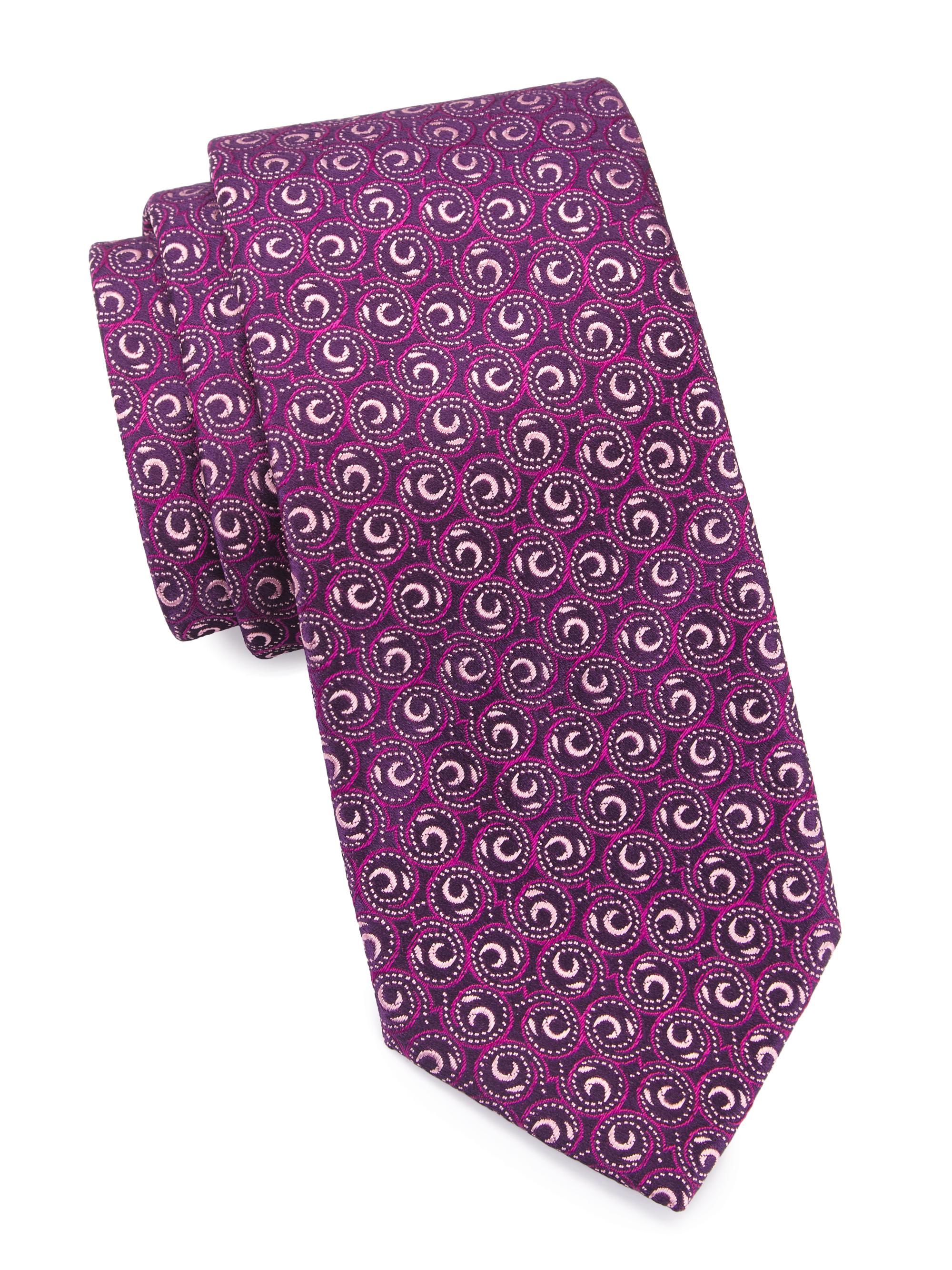 Charvet Men's Neat Swirl Bean Silk Tie - Purple Pink