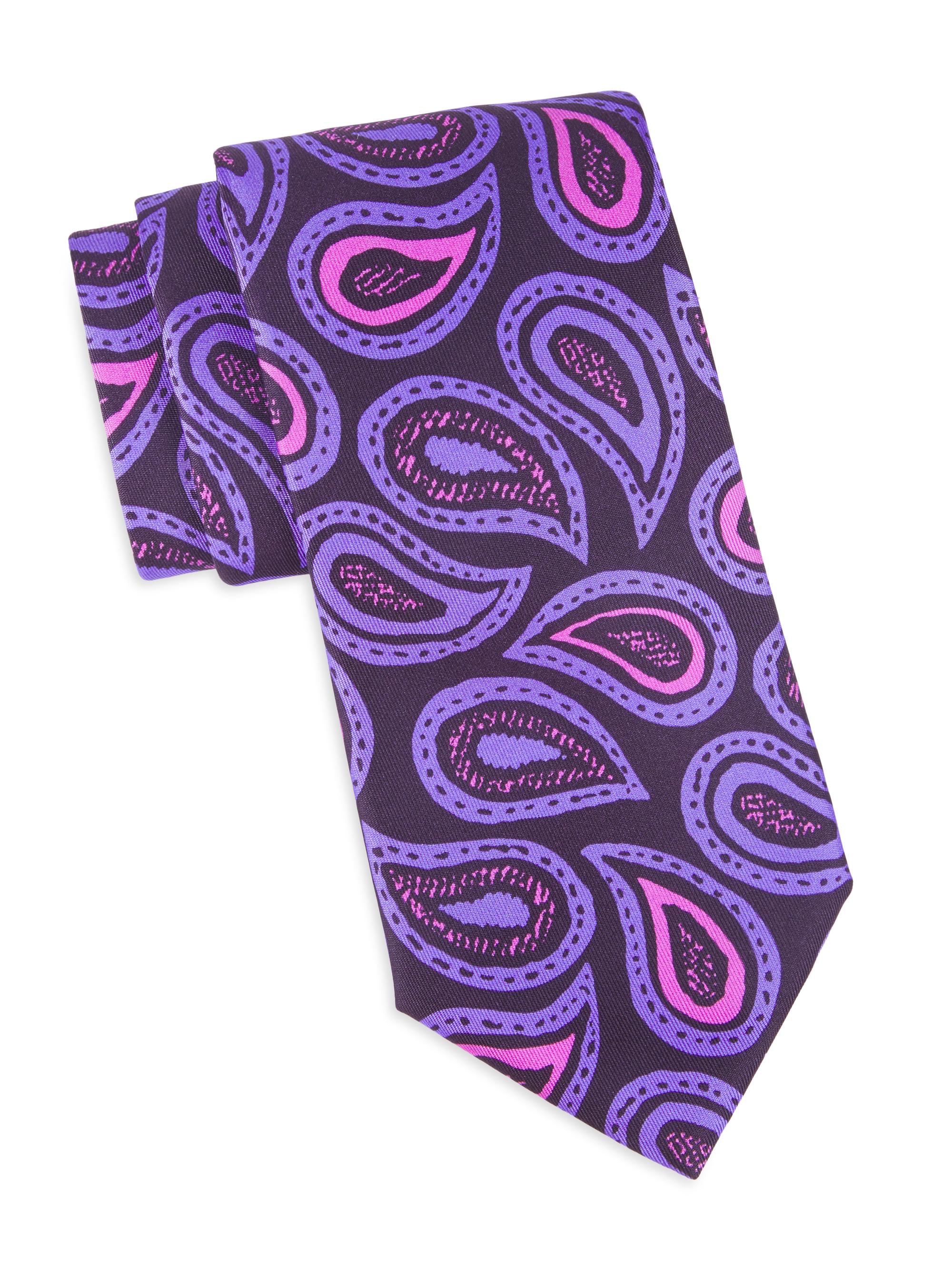 Charvet Men's Novel Paisley Silk Tie - Purple Pink