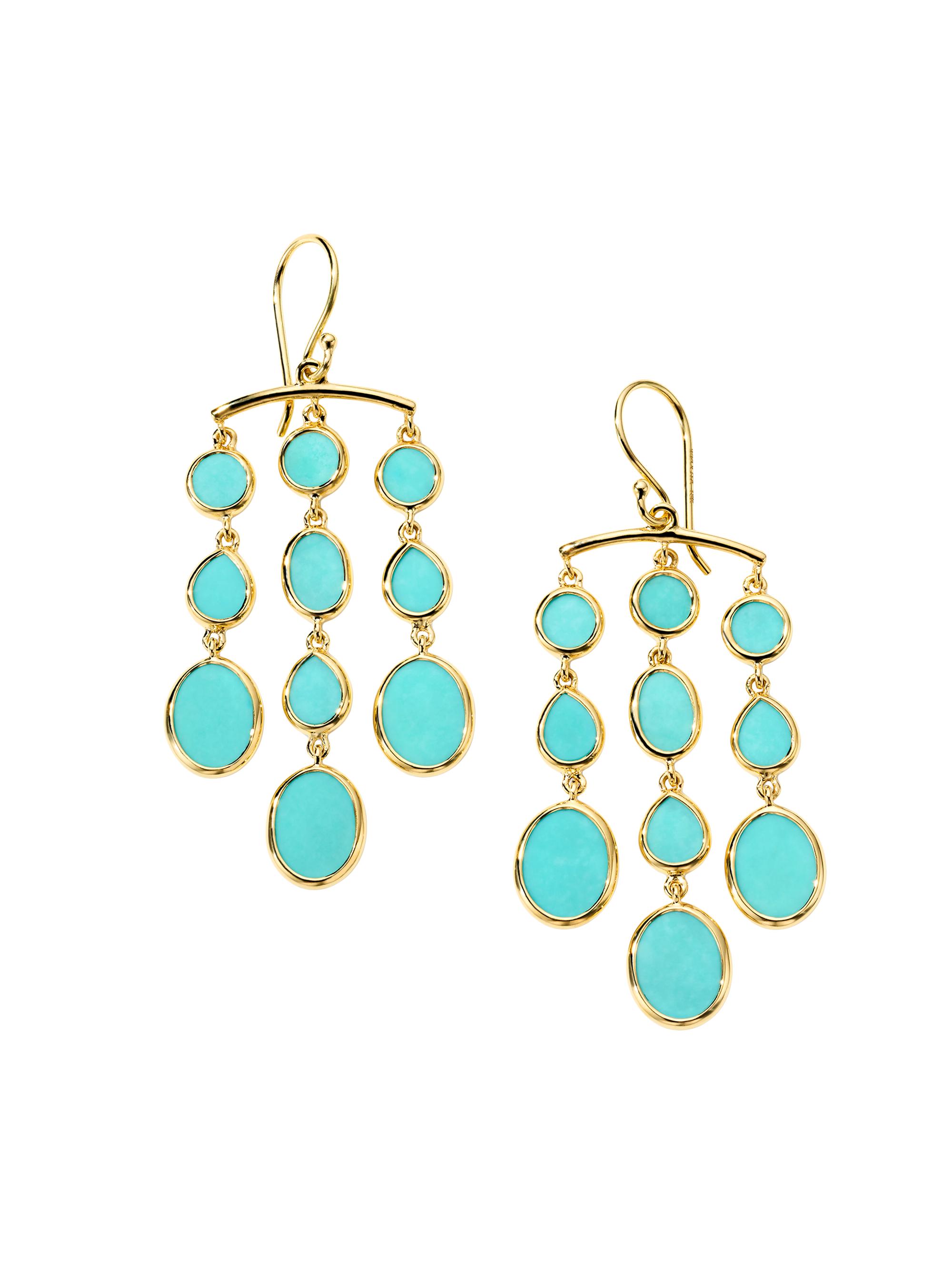 Ippolita Women's Polished Rock Candy 18K Yellow Gold & Turquoise  Chandelier Earrings - Yellow Gold