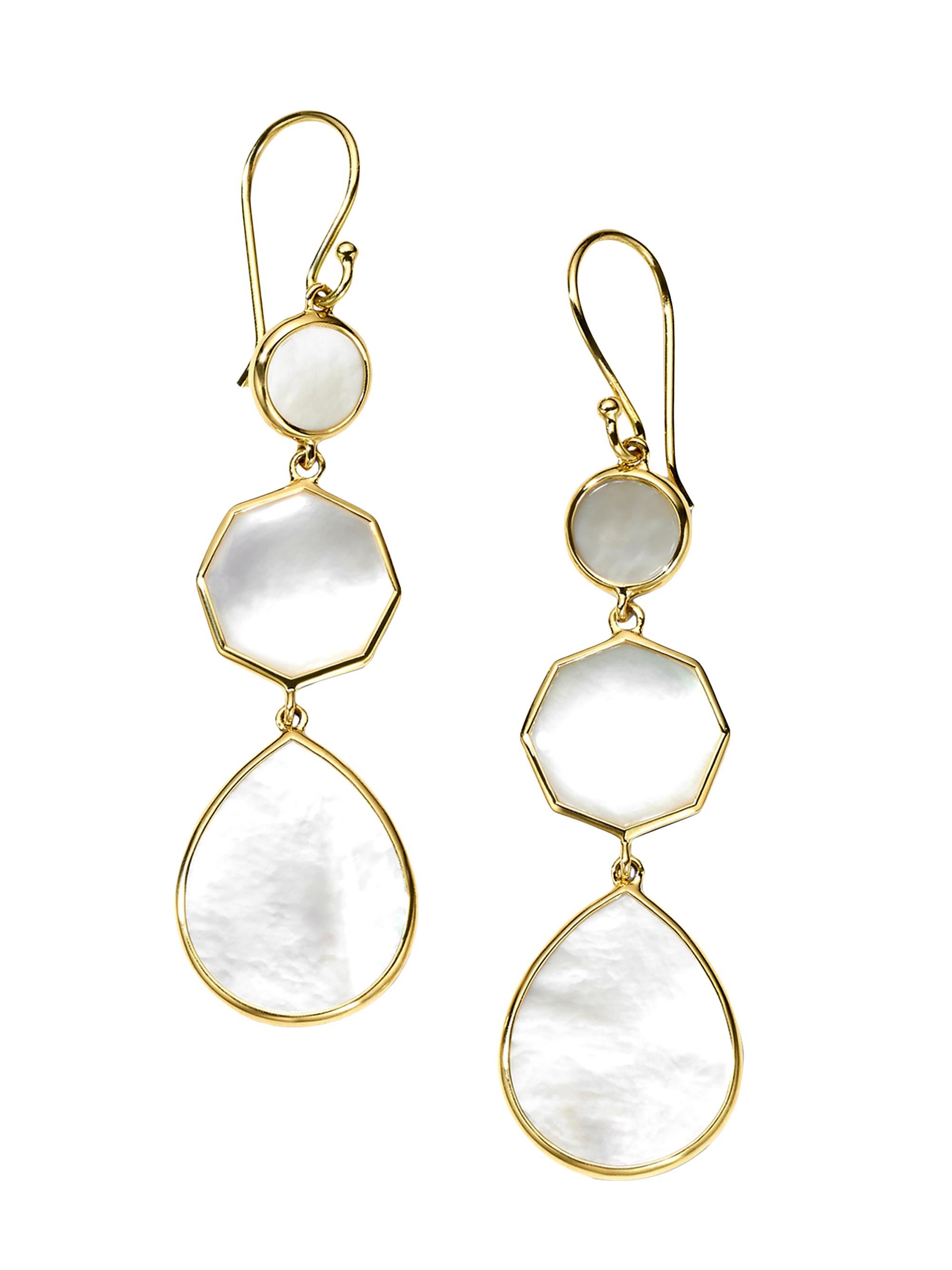 Ippolita Women's Polished Rock Candy  Crazy 8's 18K Yellow Gold & Mother-Of-Pearl Triple-Drop Earrings - Yellow Gold