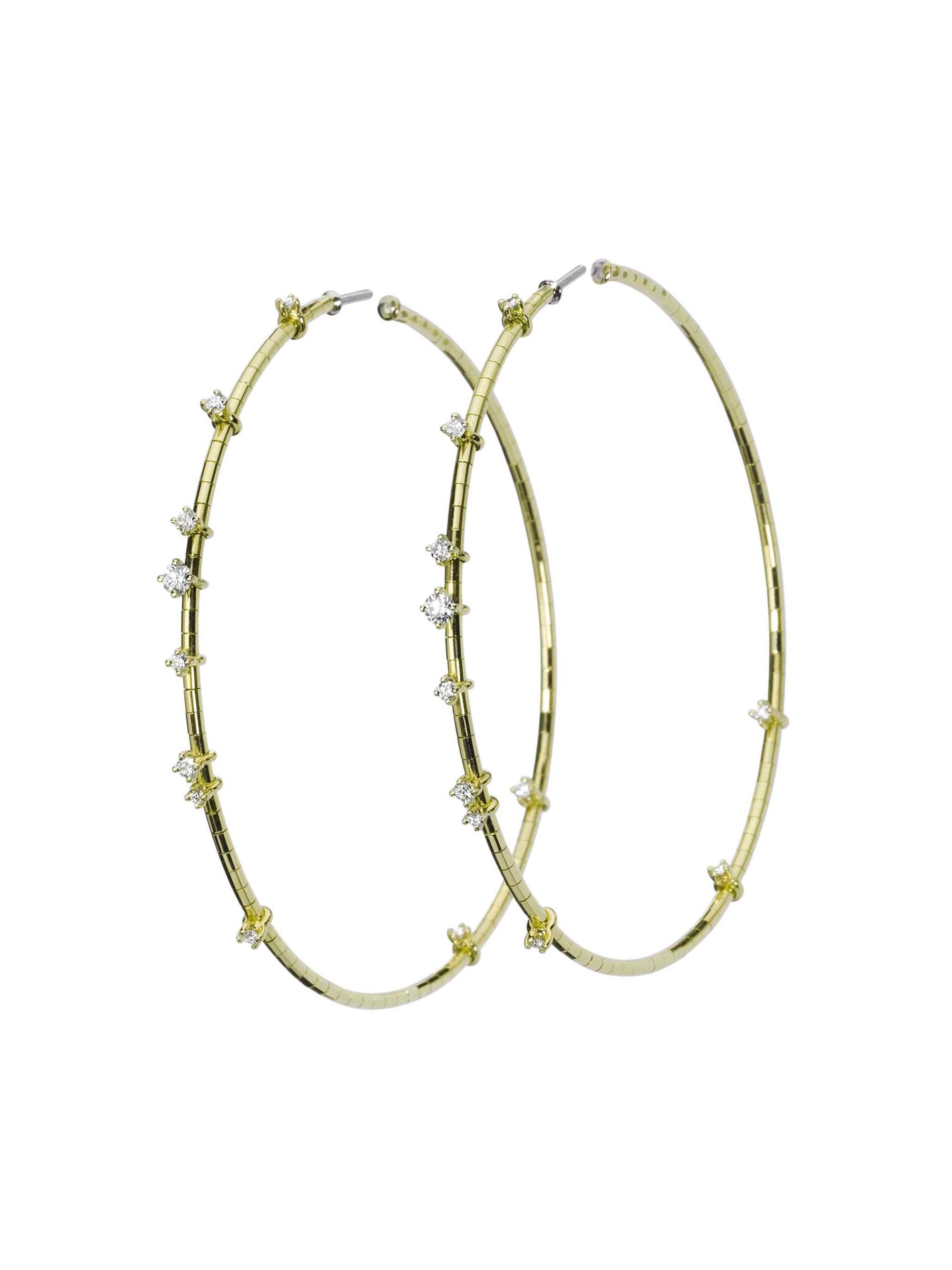 Mattia Cielo Women's Rugiada Diamanti 18K Yellow Gold, Titanium, & Diamond Hoop Earrings/2.36" - Yellow Gold