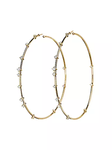 Rugiada Diamanti 18K Yellow Gold, Titanium, & 1.10 TCW Diamond Hoop Earrings
