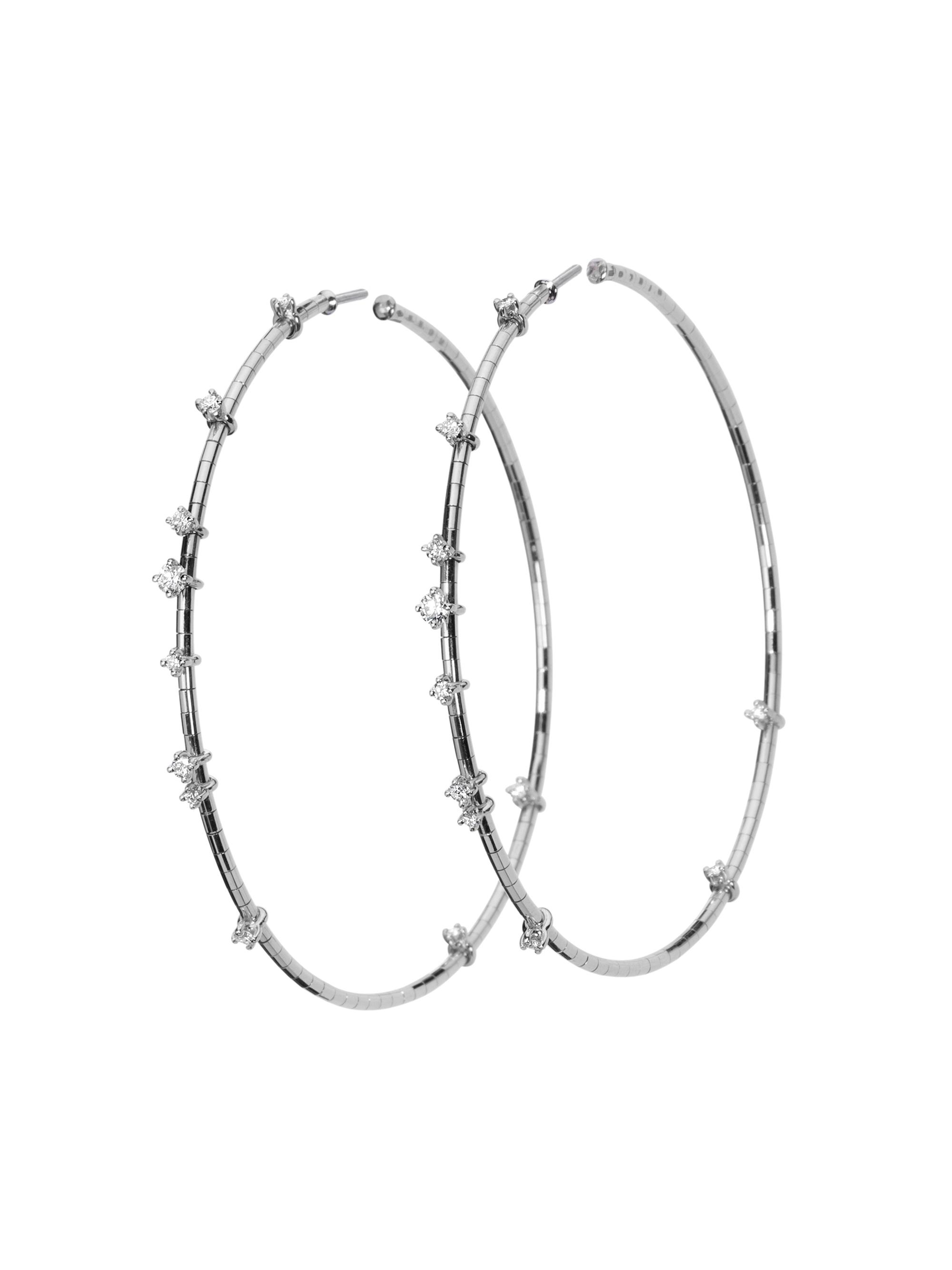Mattia Cielo Women's Rugiada Diamanti 18K White Gold, Titanium, & Diamond Hoop Earrings/2.36" - White Gold