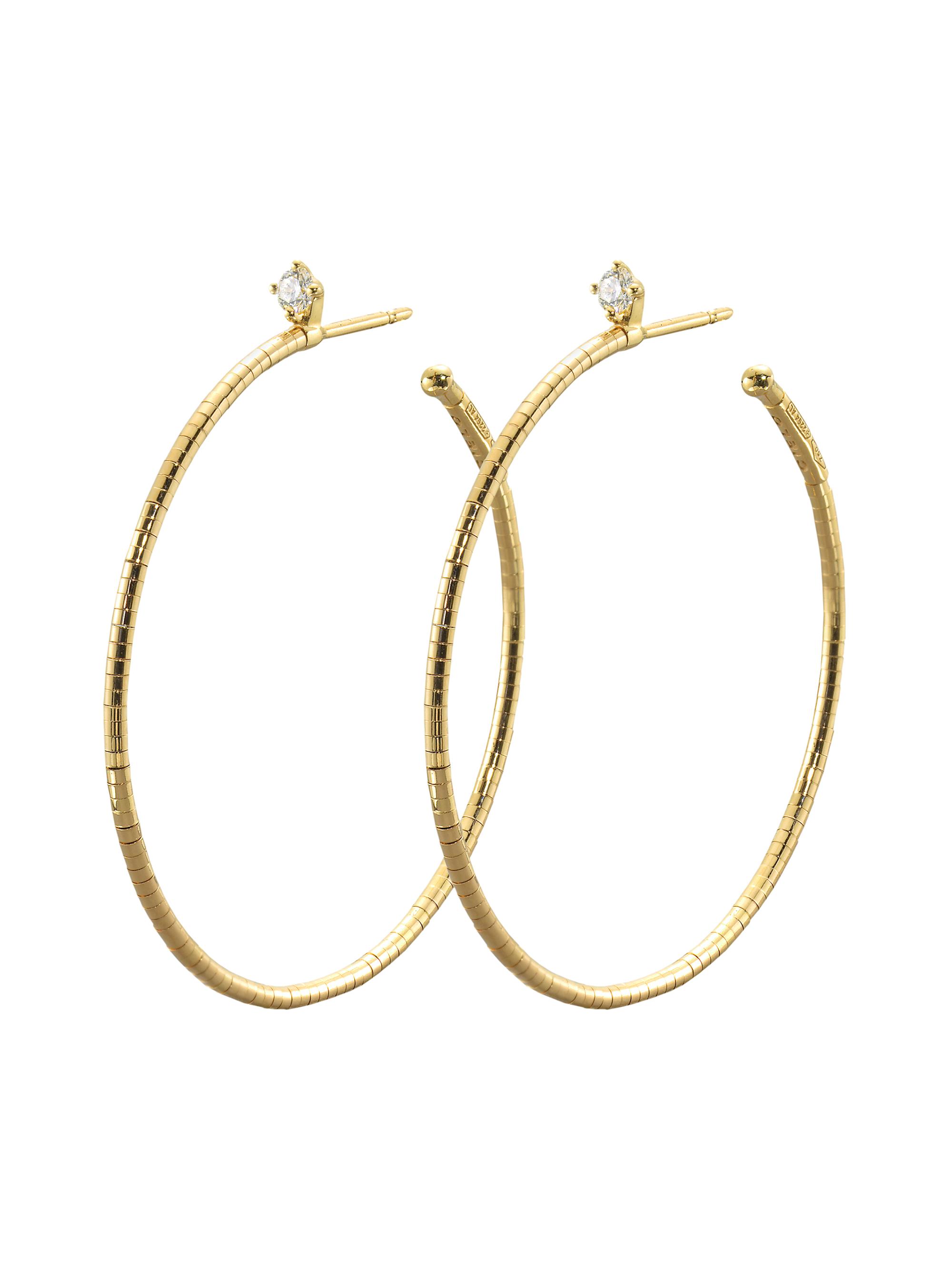 Mattia Cielo Women's Rugiada Diamanti 18K Yellow Gold, Titanium, & Diamond Hoop Earrings/1.5" - Yellow Gold