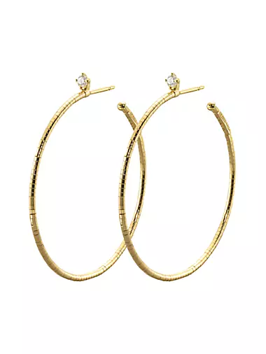 Rugiada Diamanti 18K Yellow Gold, Titanium, & Diamond Hoop Earrings/1.5