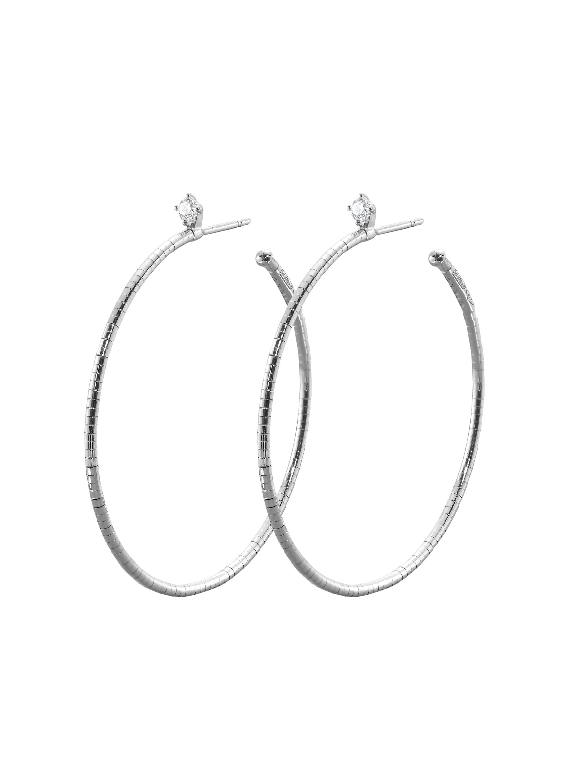 Mattia Cielo Women's Rugiada Diamanti 18K White Gold, Titanium, & Diamond Hoop Earrings/1.5" - White Gold