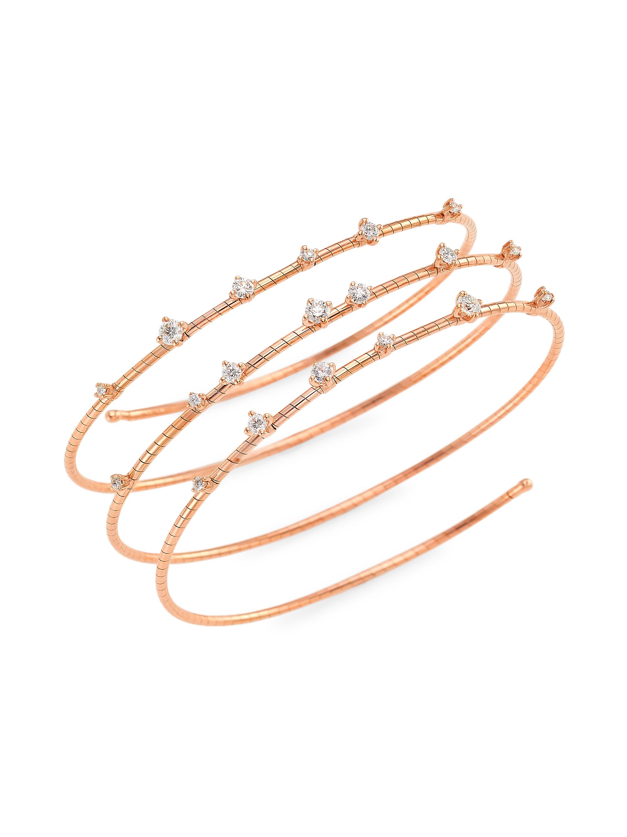 Mattia Cielo Women's Rugiada Diamanti 18K Rose Gold, Titanium, & 0.95 TCW Wrap Bracelet - Pink