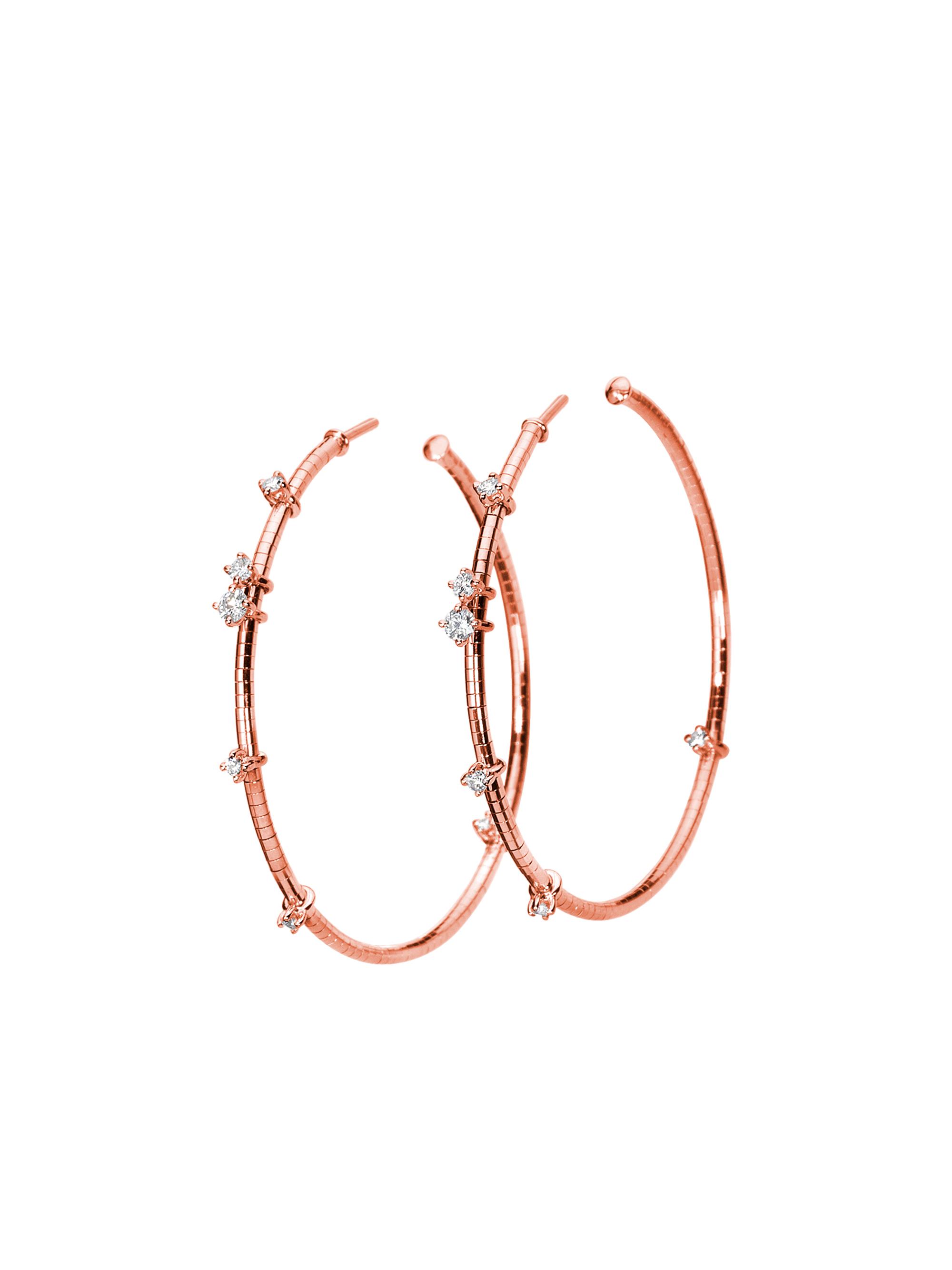 Mattia Cielo Women's Rugiada Diamanti 18K Rose Gold, Titanium, & Diamond Hoop Earrings/1.5" - Pink