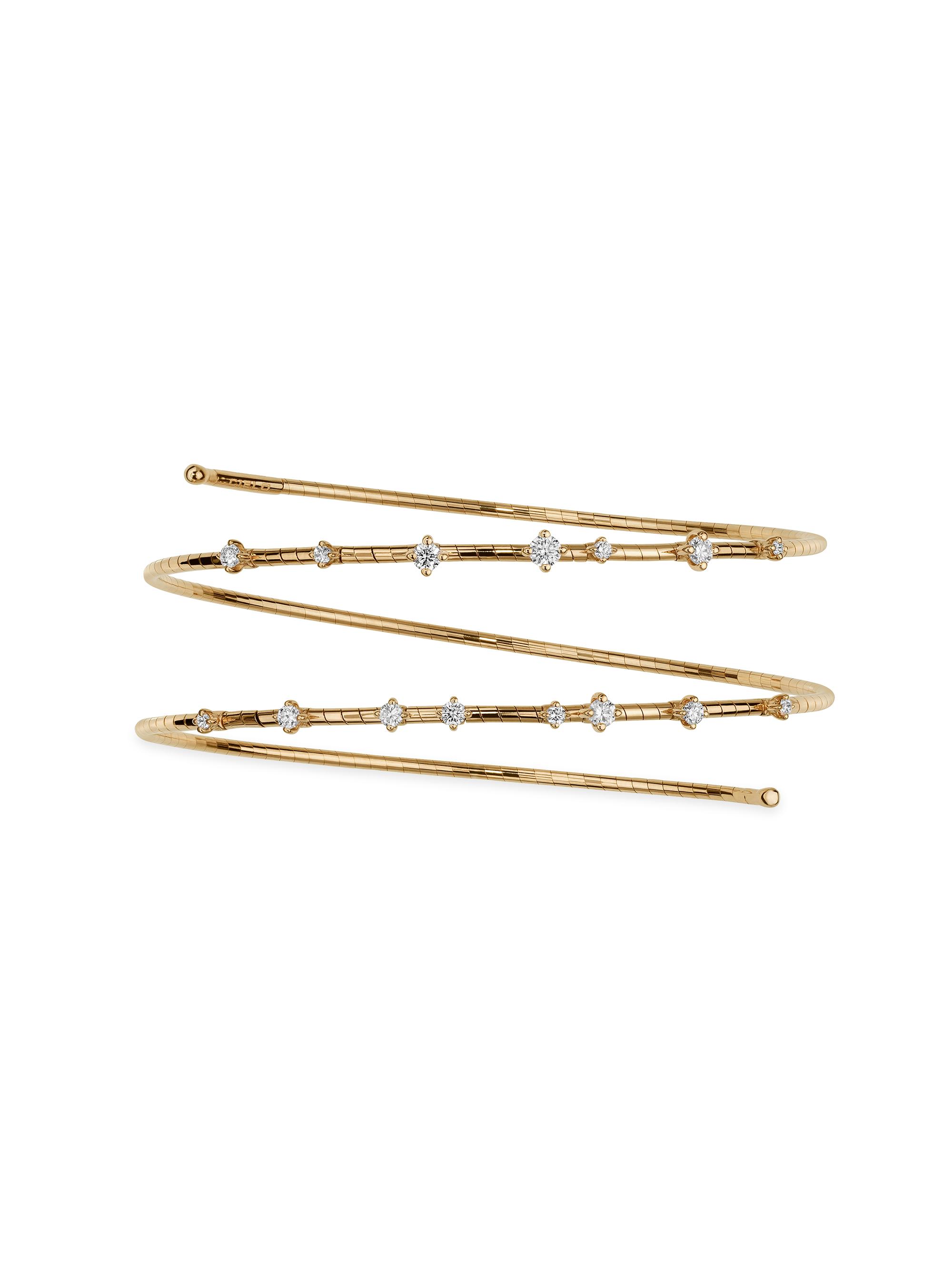 Mattia Cielo Women's Rugiada Diamanti 18K Yellow Gold, Titanium, & Diamond Wrap Bracelet - Yellow Gold