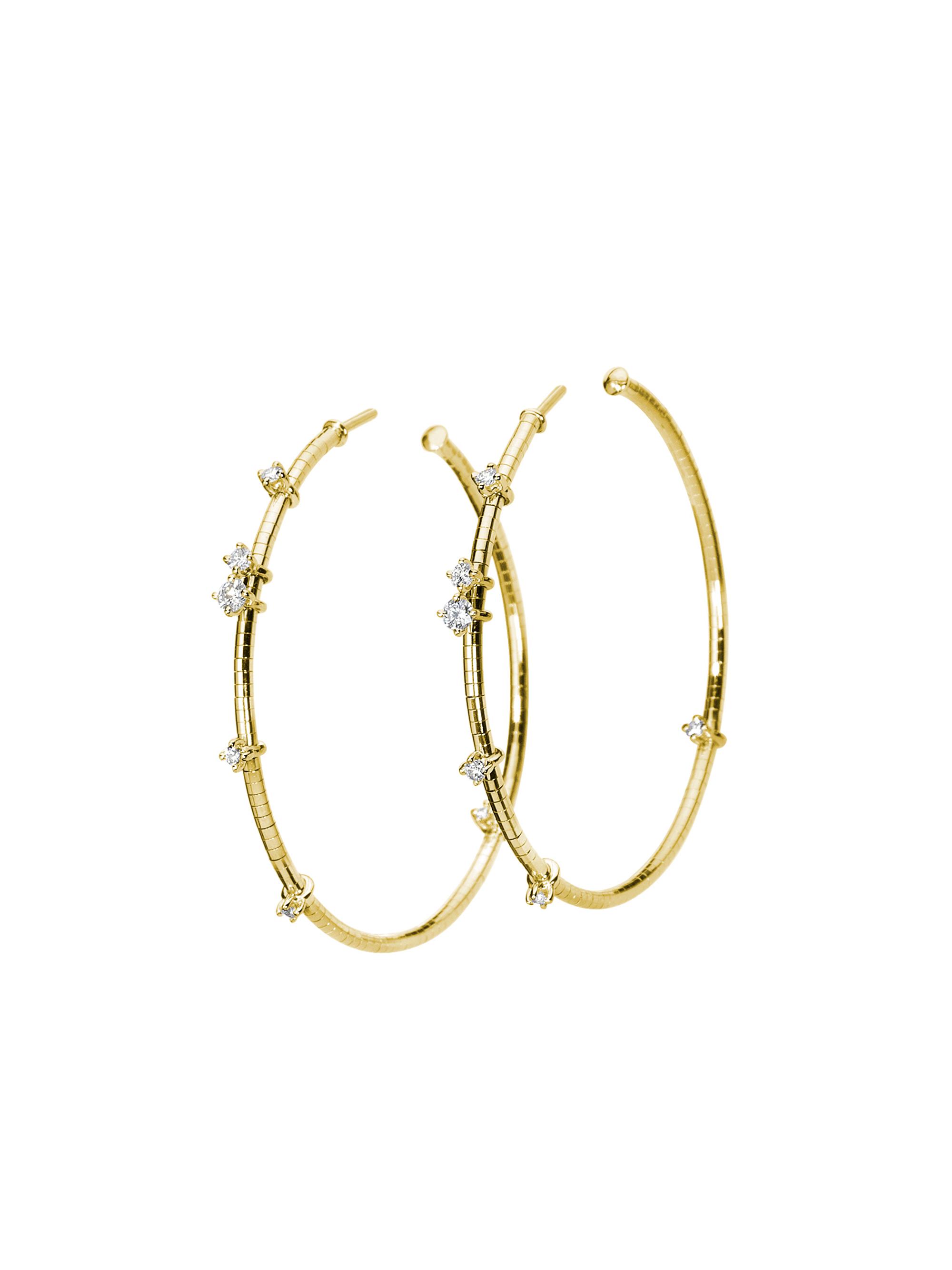 Mattia Cielo Women's Rugiada Diamanti 18K Yellow Gold, Titanium, & Diamond Hoop Earrings/1.5" - Yellow Gold