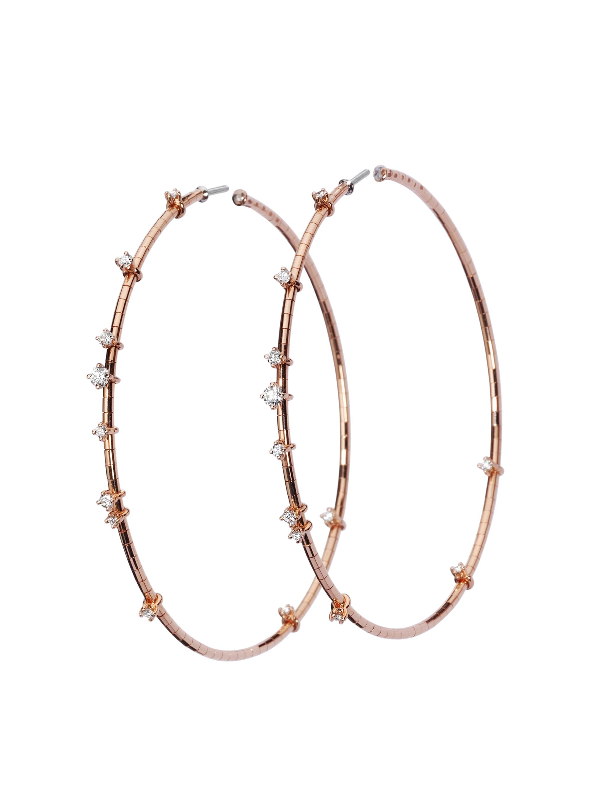 Mattia Cielo Women's Rugiada Diamanti 18K Rose Gold, Titanium, & Diamond Hoop Earrings/2.36" - Pink