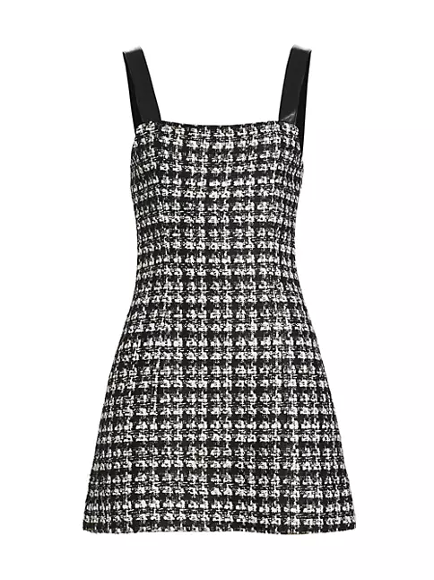 Shop Alice + Olivia Bonita Widestrap Tweed A-Line Dress