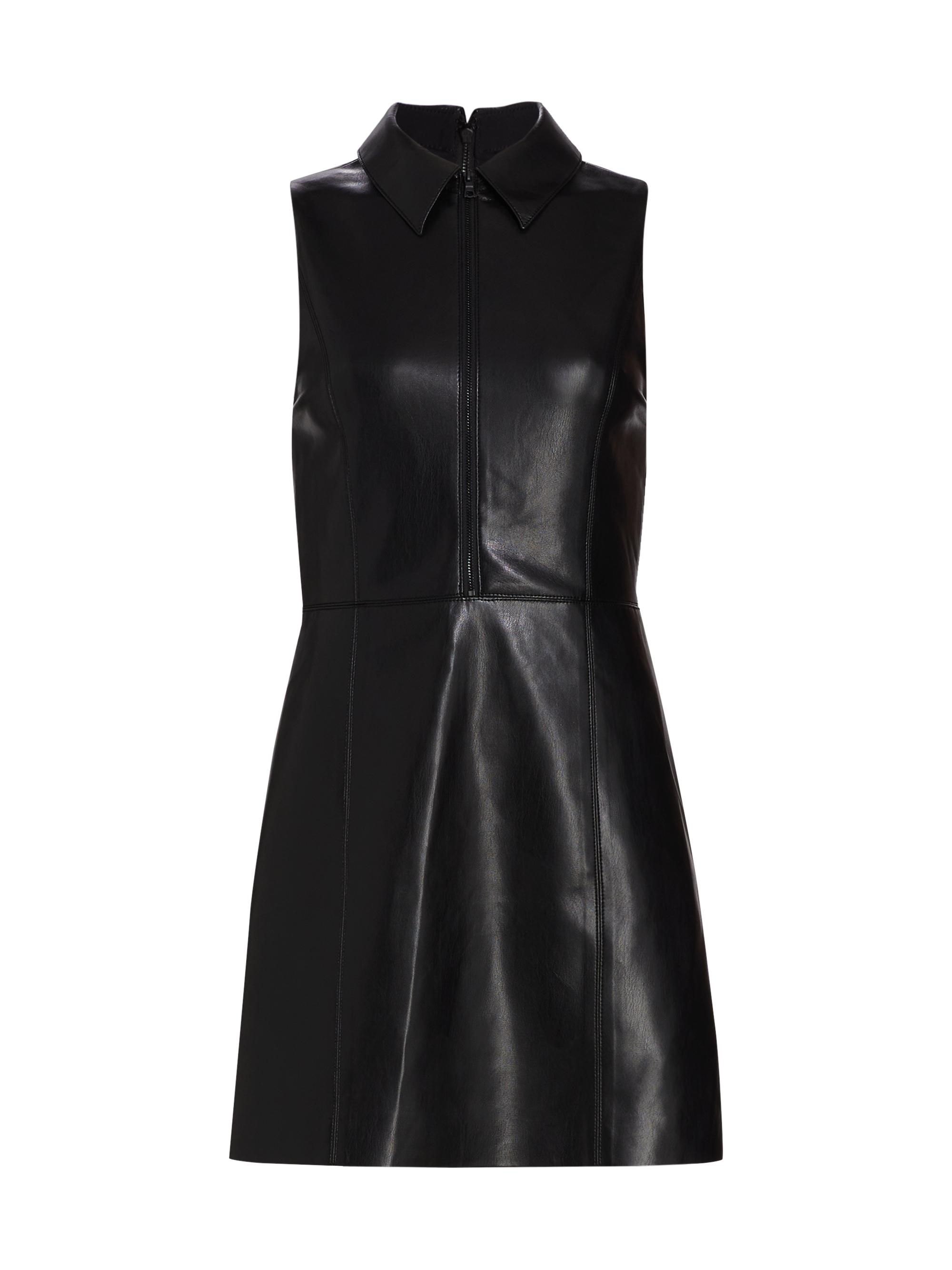 Alice + Olivia Ellis Zip-Front Vegan Leather Minidress | Saks
