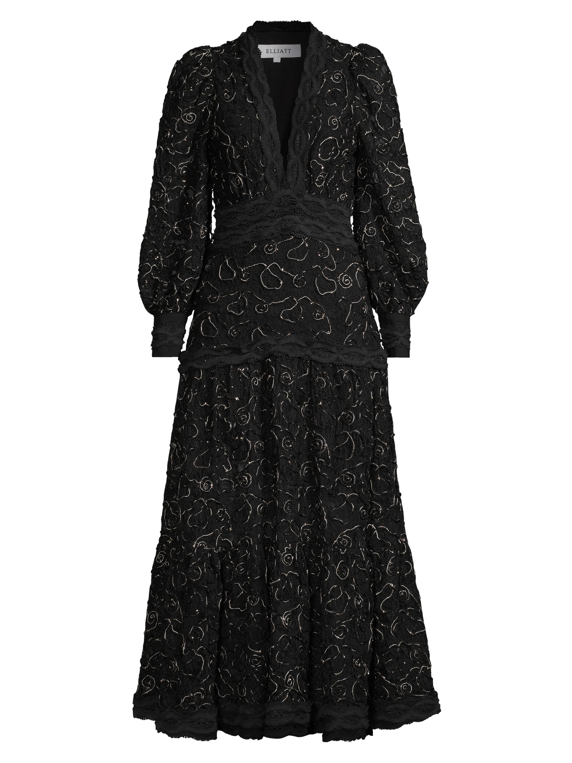 Elliatt Women's Objet D'Art Richter Lace Bishop-Sleeve Maxi Dress - Black