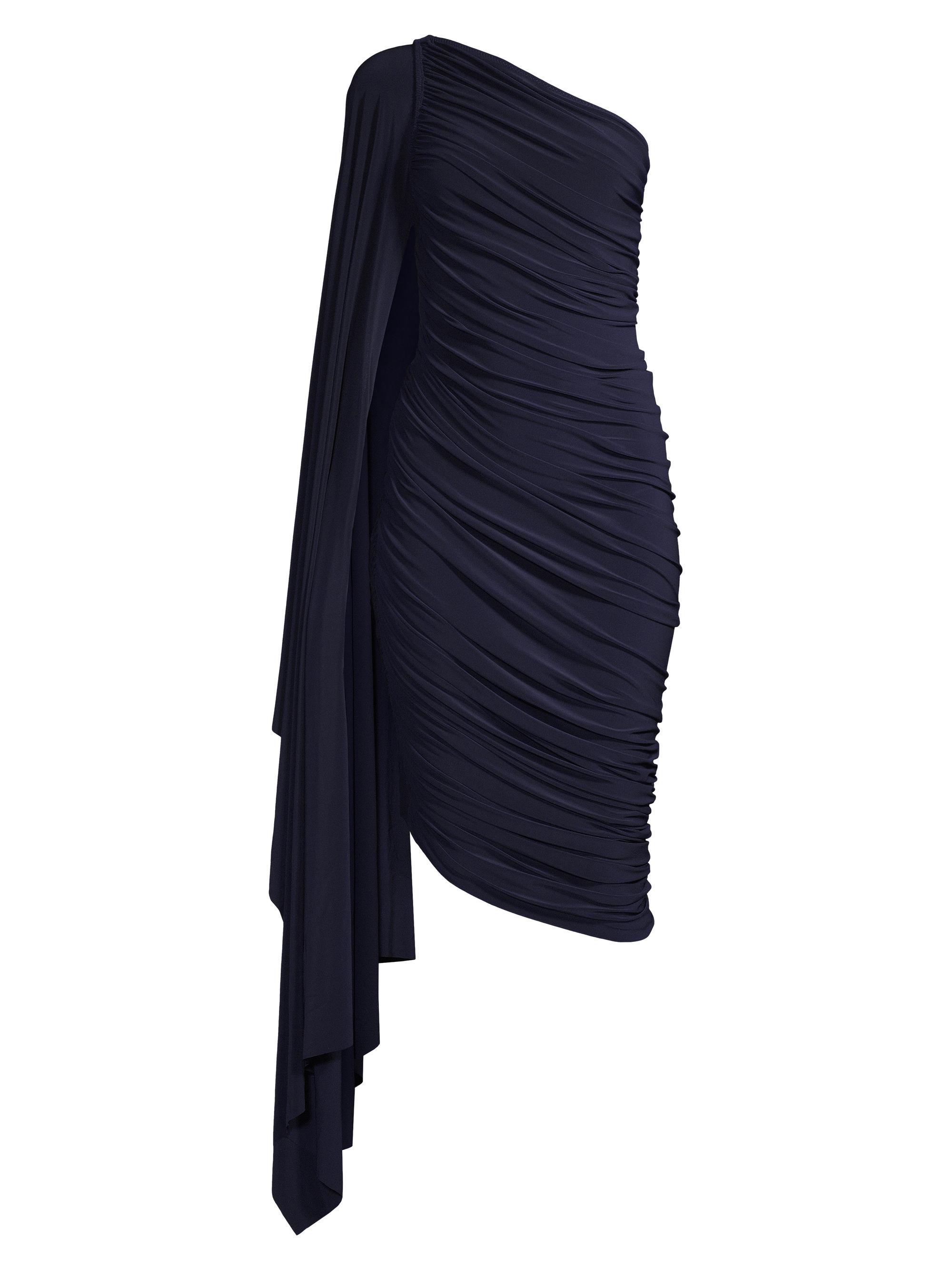 Norma Kamali Women's Diana Asymmetric Ruched Dress - True Navy