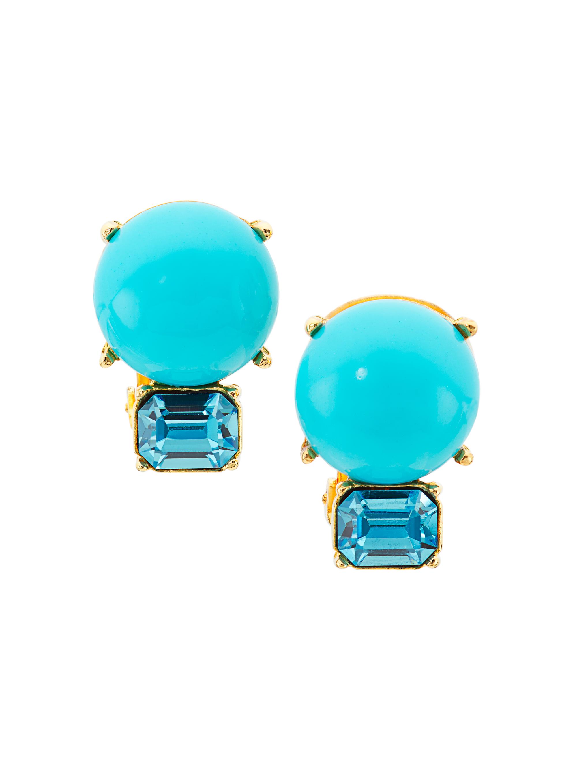 Kenneth Jay Lane Women's 22K-Gold-Plated, Resin Pearl, & Glass Crystal Clip-On Earrings - Gold Turquoise