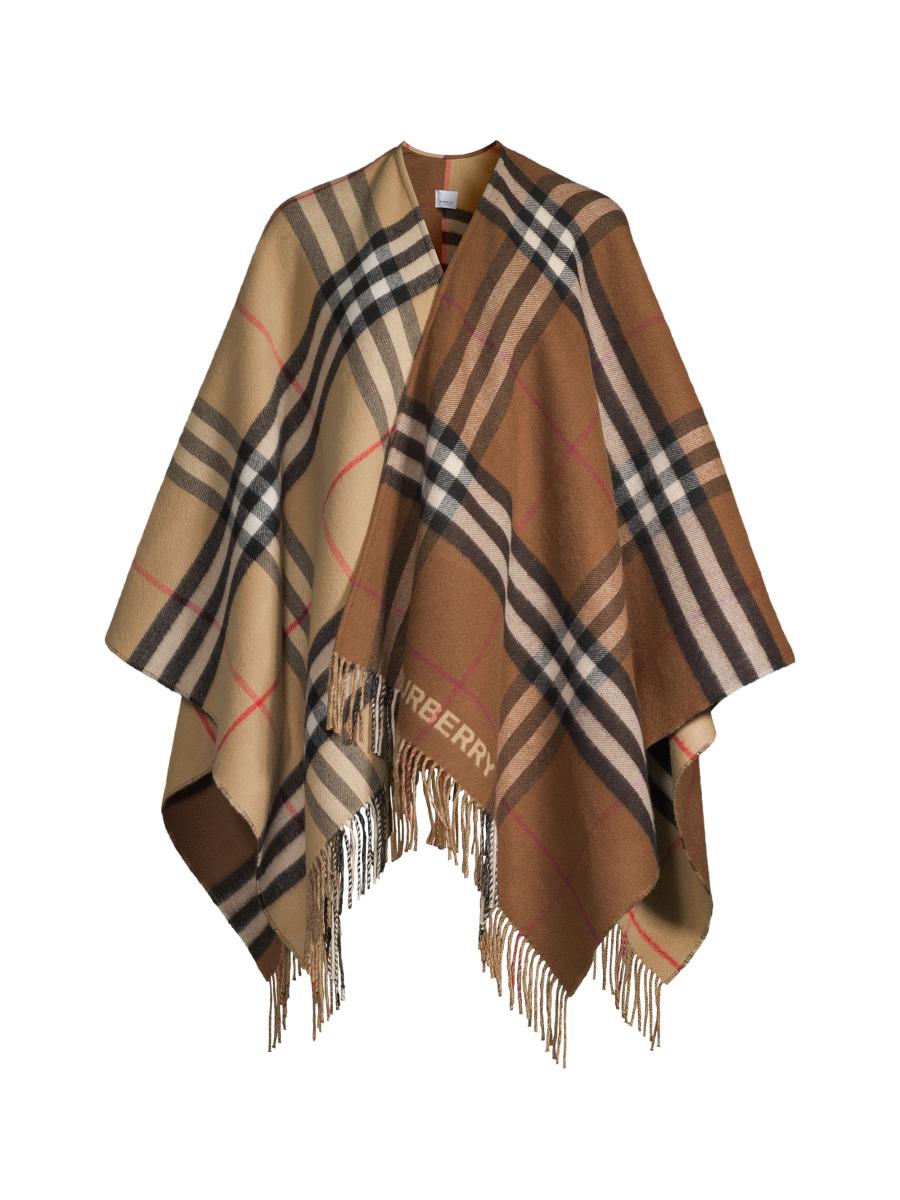 【関税&送料込】Burberry Cotton Cape With Traditional Check Burberry Giant Check Colorblock Cape | Saks Fifth Avenue